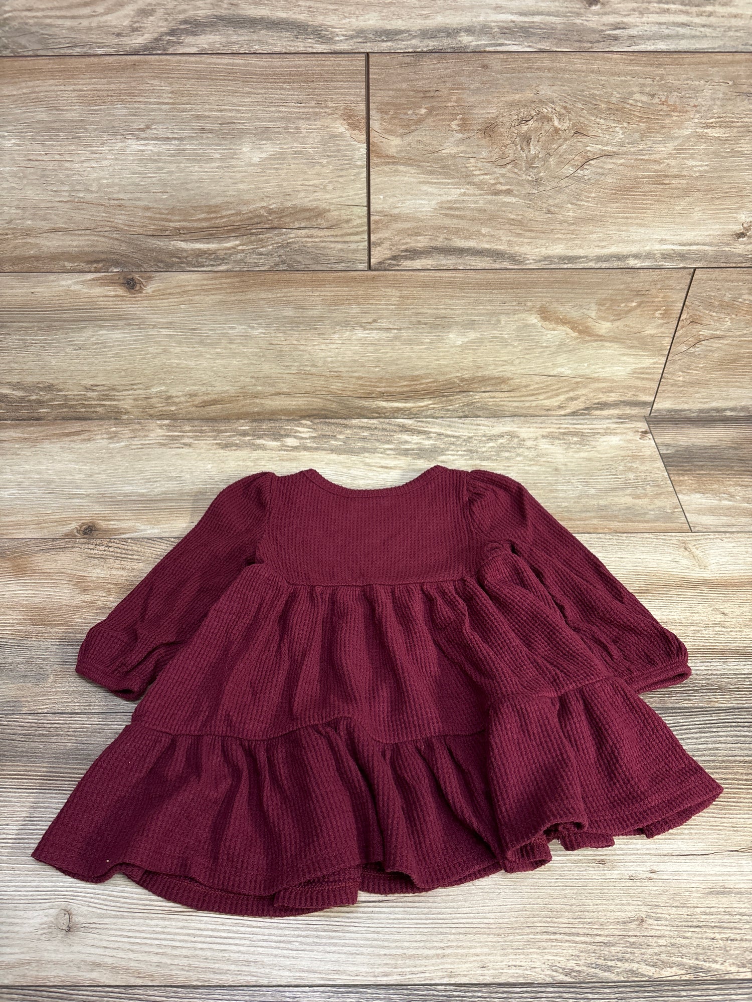 Cat & Jack Waffle Knit Dress Burgundy sz 18m