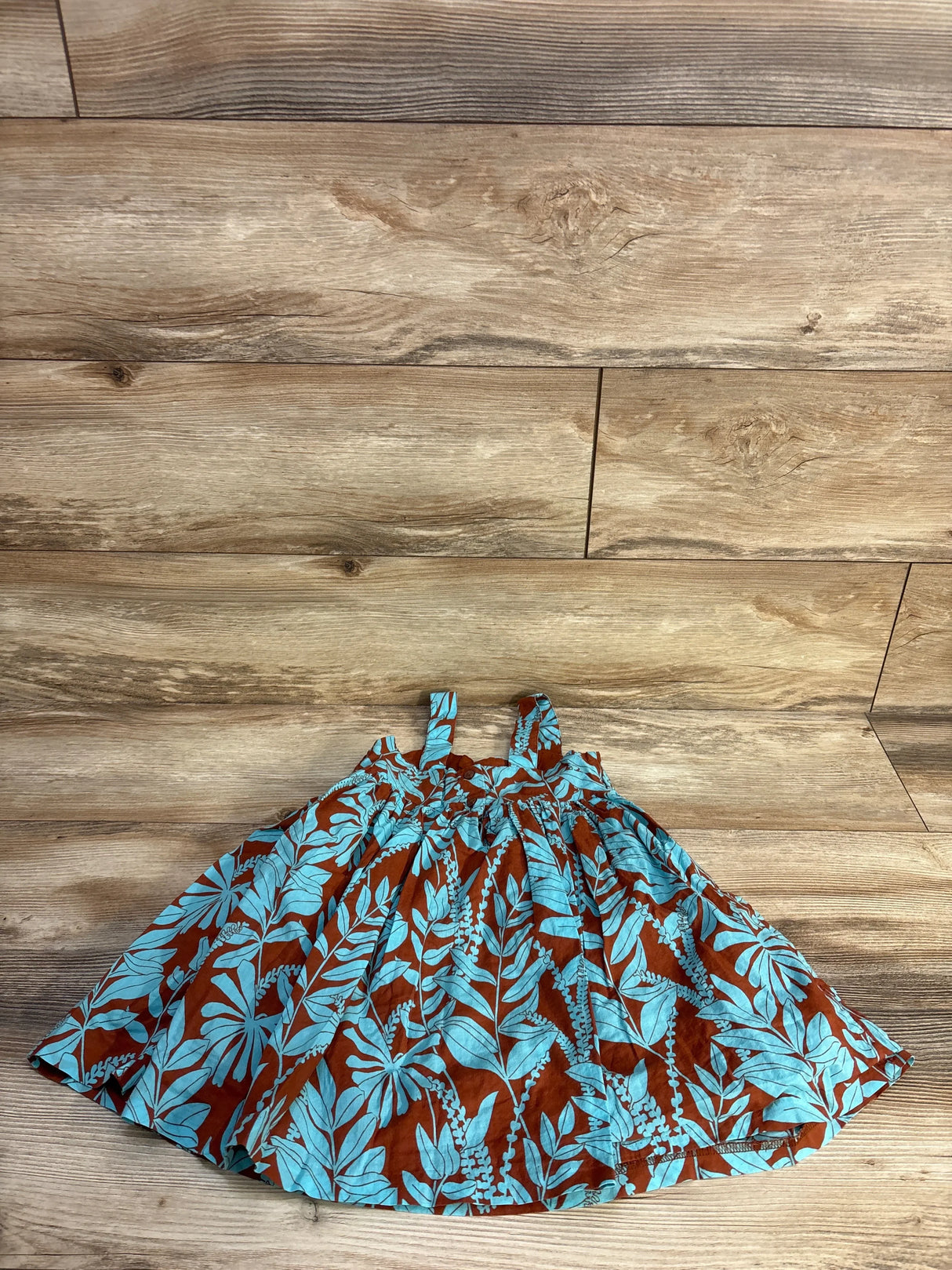 Janie & Jack Tropical Knotted Bow Sundress Teal/Brown sz 4T