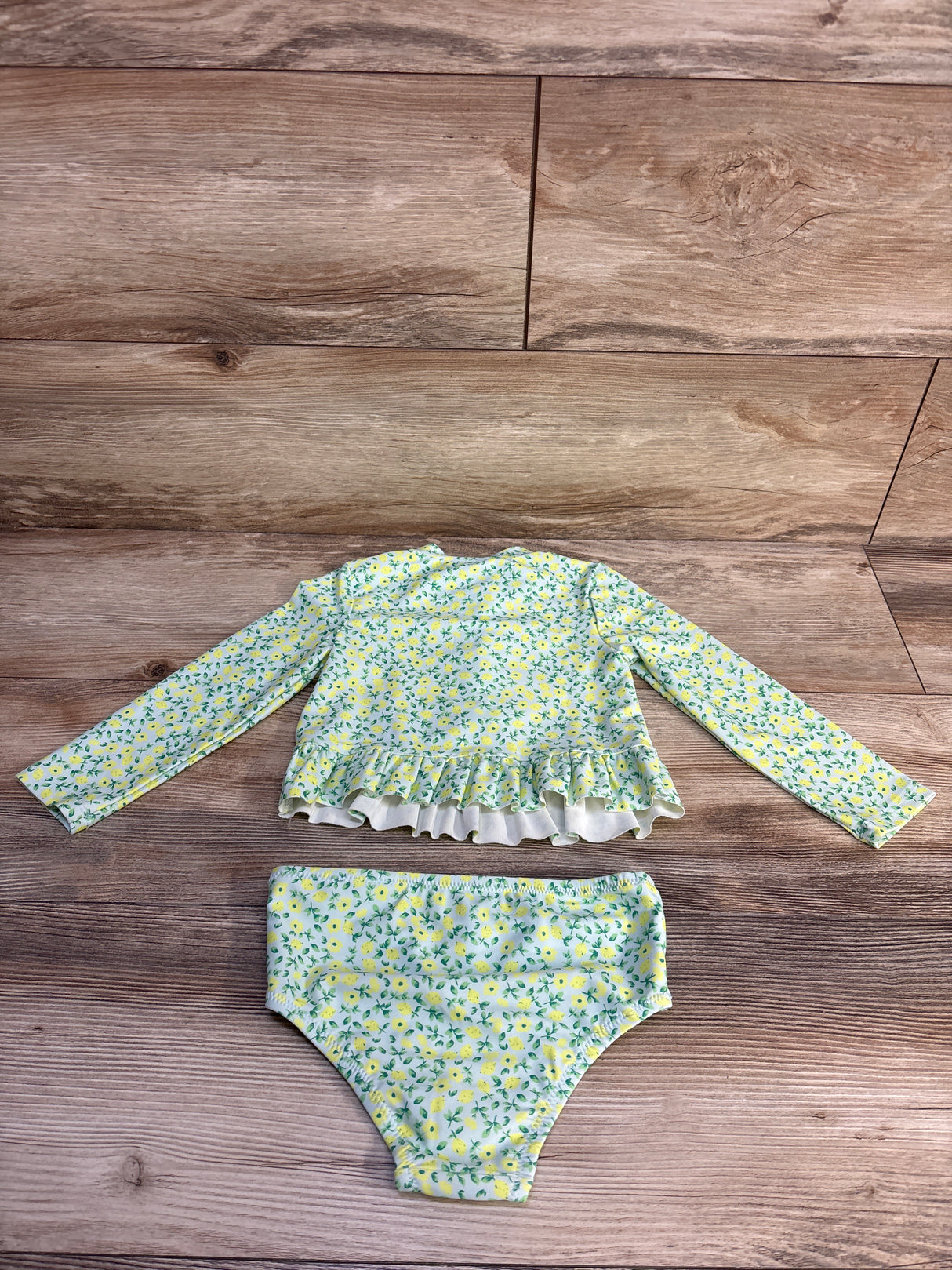 Baby Gap 2pc Lemon Rash Guard Top & Bikini Bottoms Set Teal sz 2T