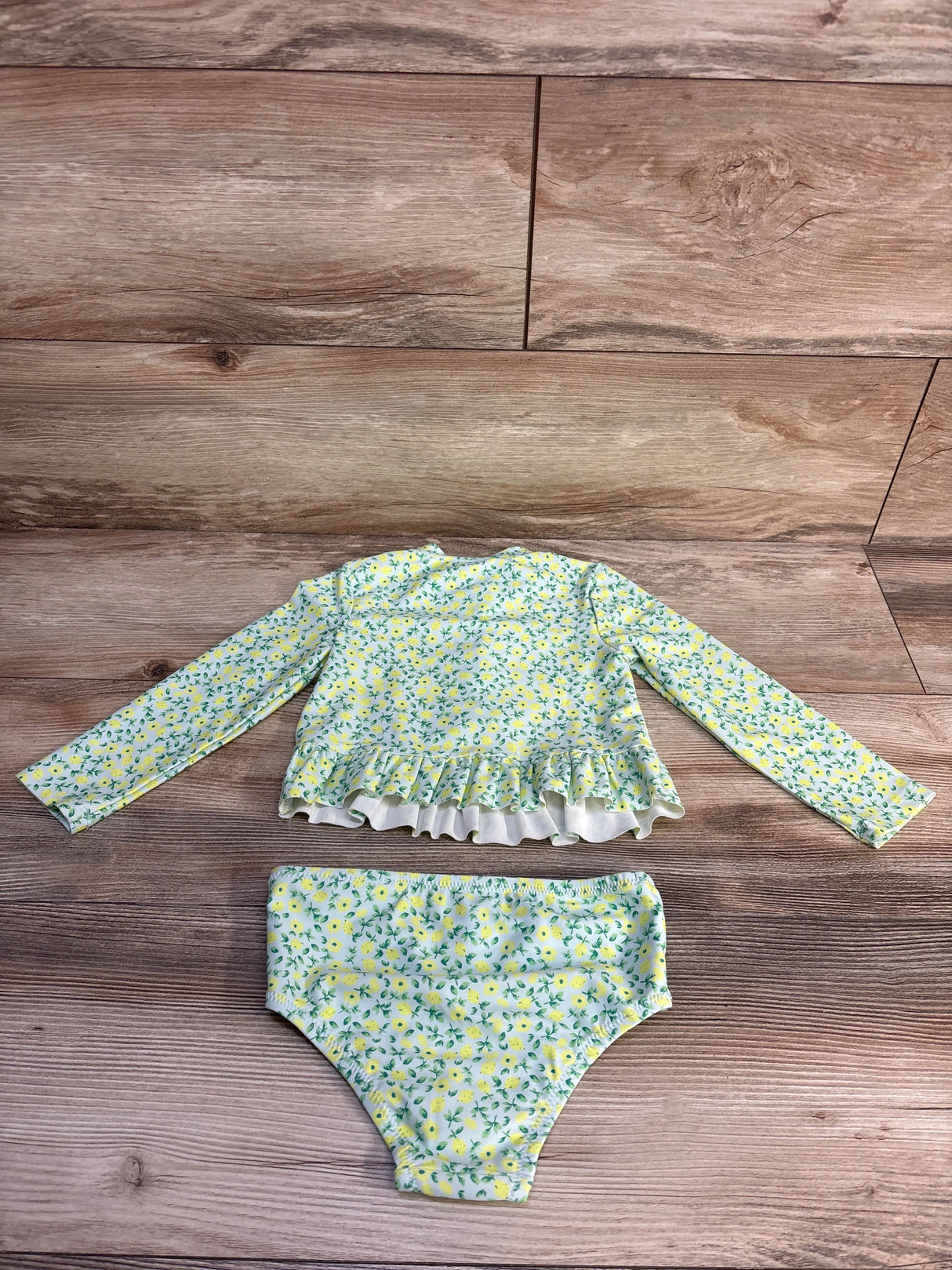 Baby Gap 2pc Lemon Rash Guard Top & Bikini Bottoms Set Teal sz 2T