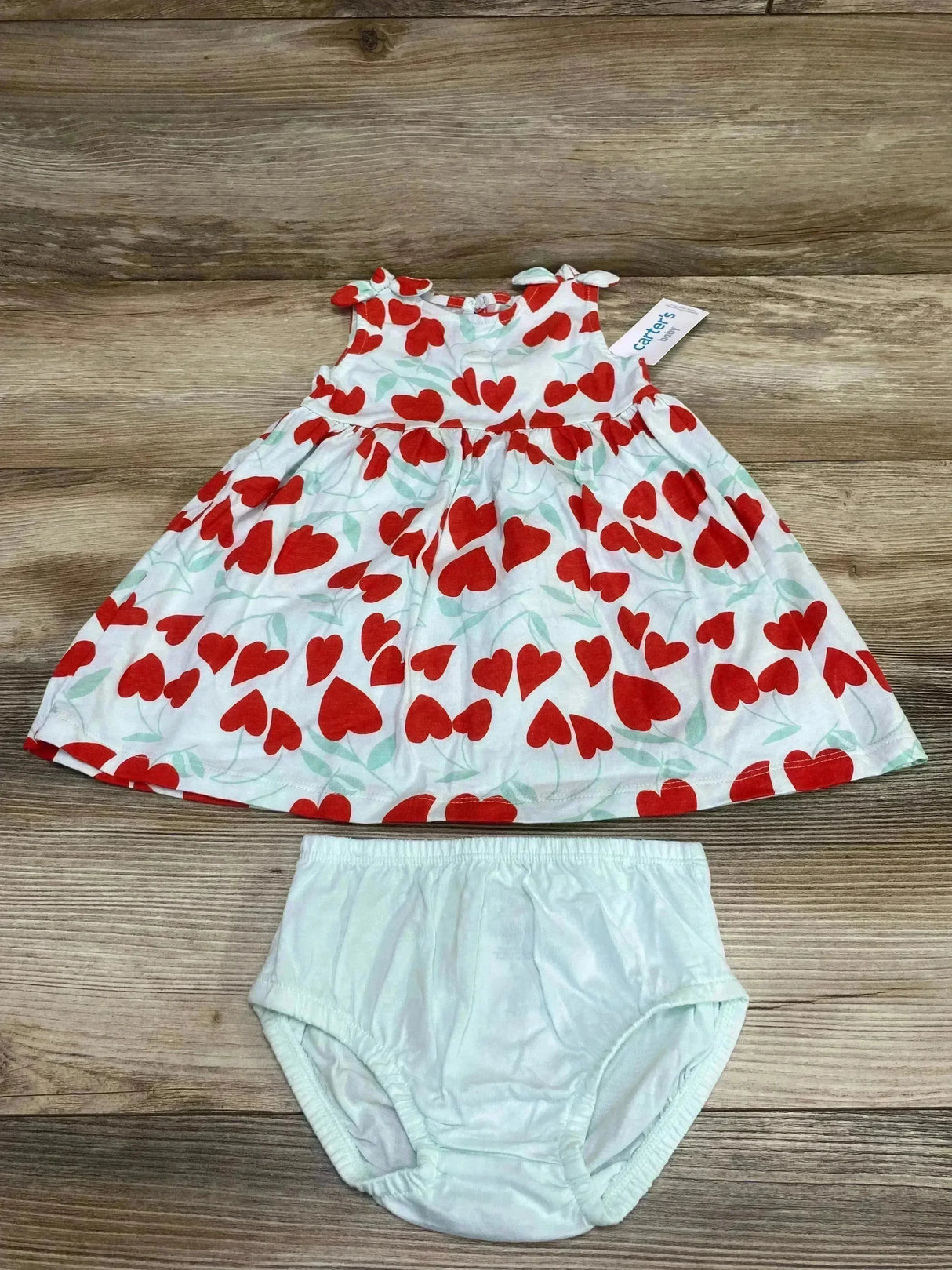 NEW Carter's 2pc Heart Print Dress & Bloomers Blue sz 12m - Me n Mommy To Be