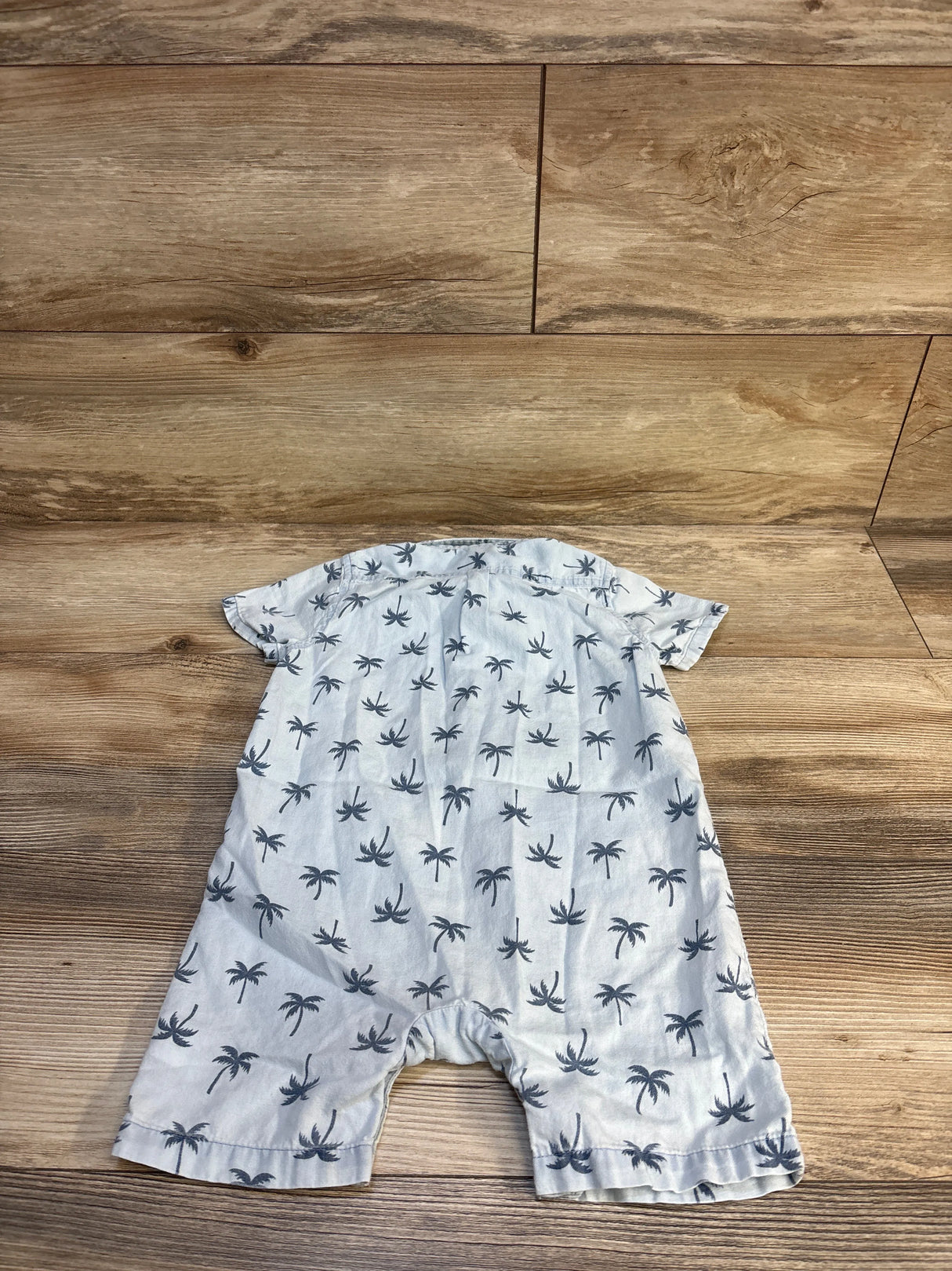 Tucker + Tate Palm Tree Print Polo Shortie Romper Blue sz 24m