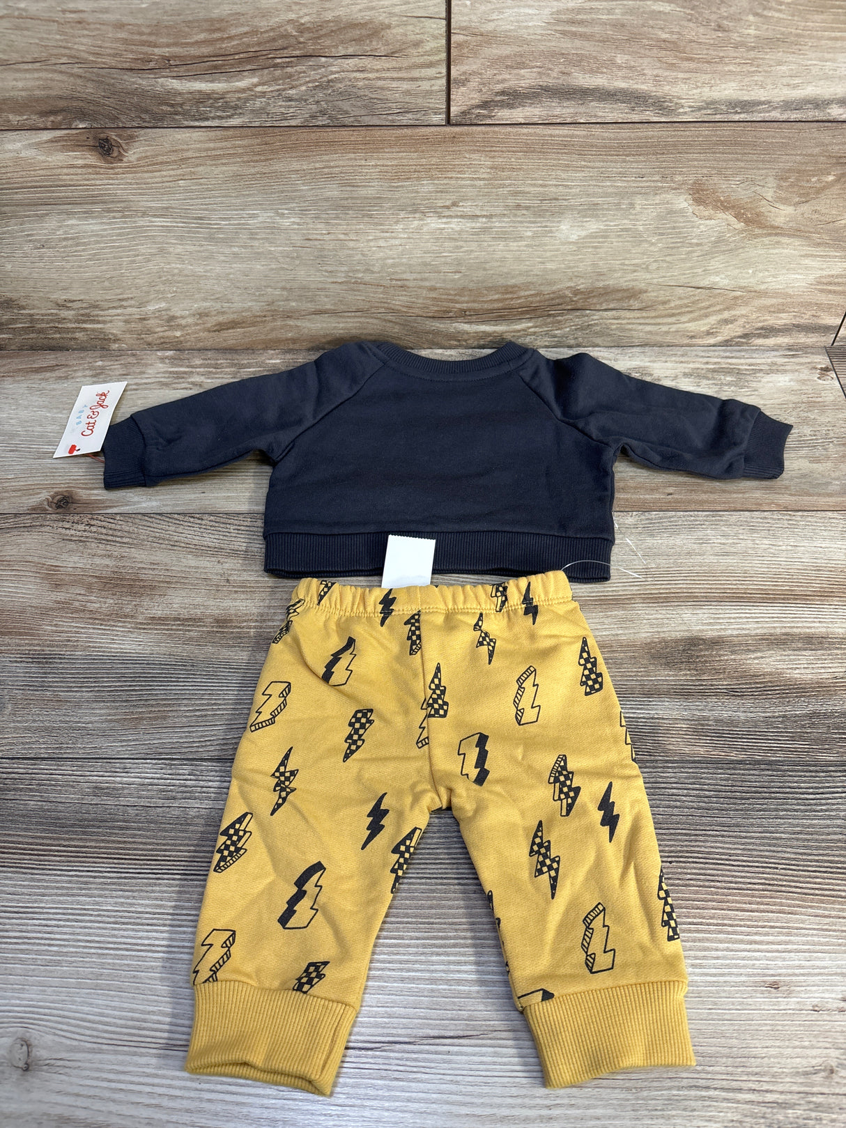 NEW Cat & Jack 2pc Lightning Sweatshirt & Jogger Set Grey sz Newborn