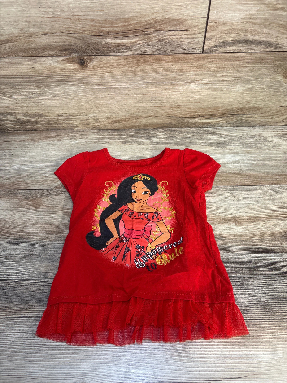 Disney Elena Of Avalor Tulle Peplum Shirt Red sz 5T