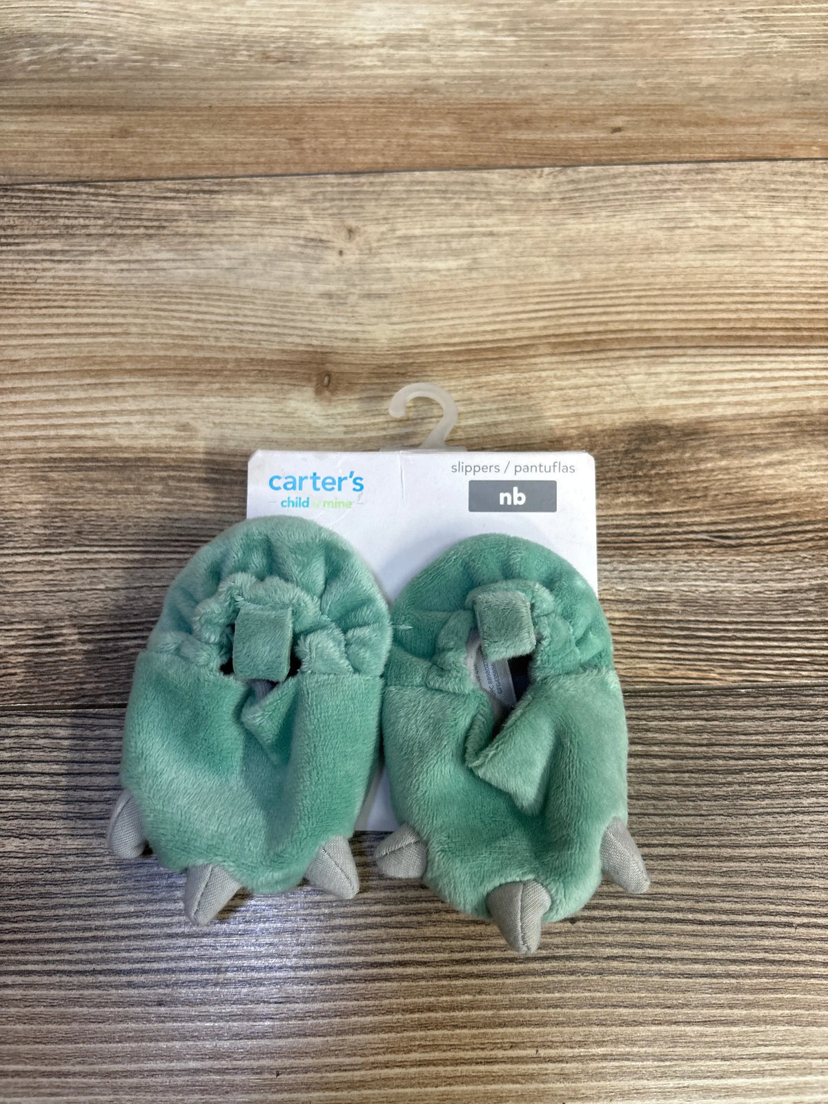 Me n Mommy To Be new plush dinosaur claw baby slippers in light green