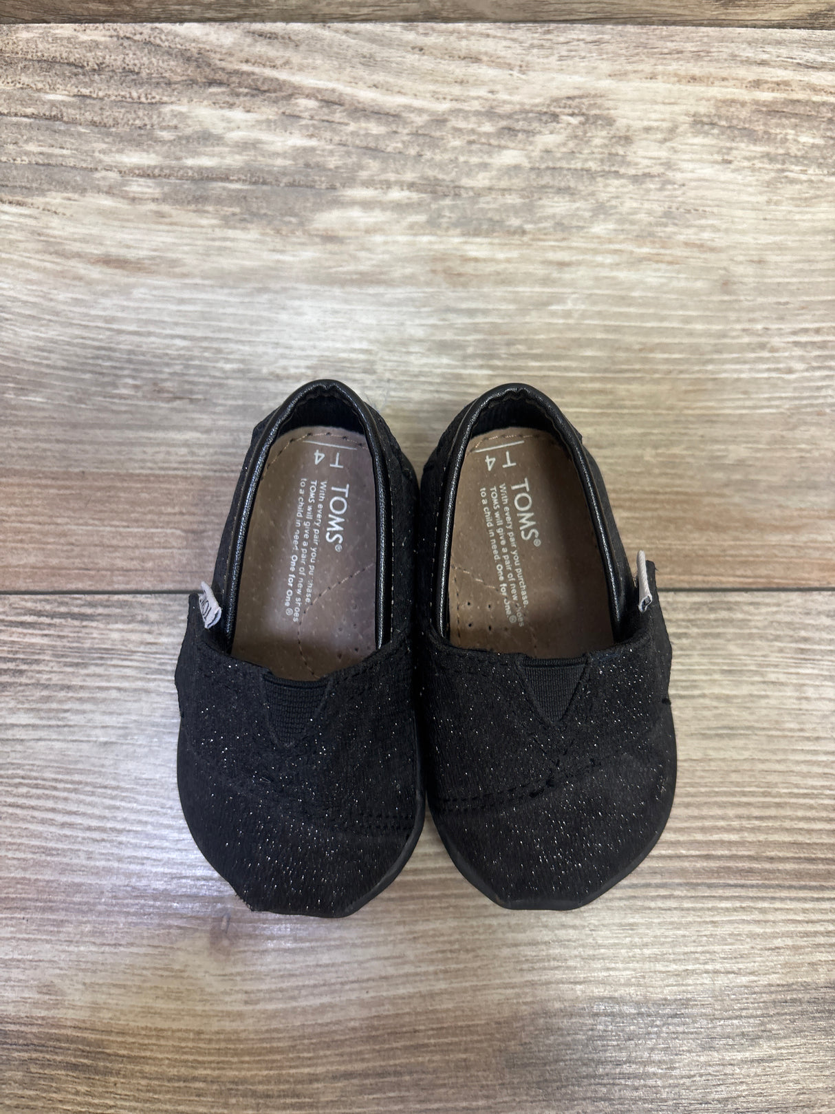 Toms Tiny Alpargata Shoes Black sz 4c