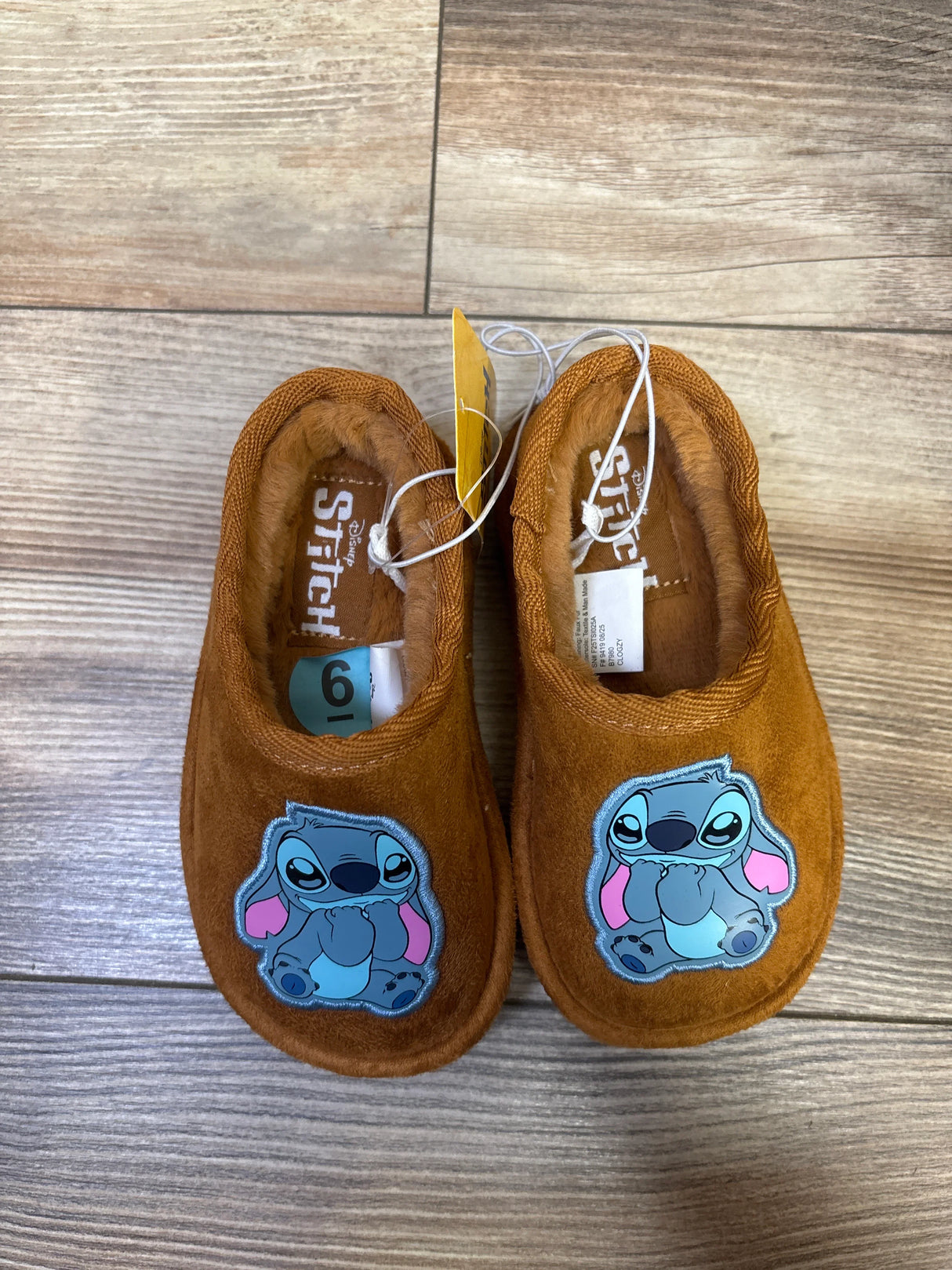 NEW Disney Stitch Fur Lined House Shoes Brown sz 6c