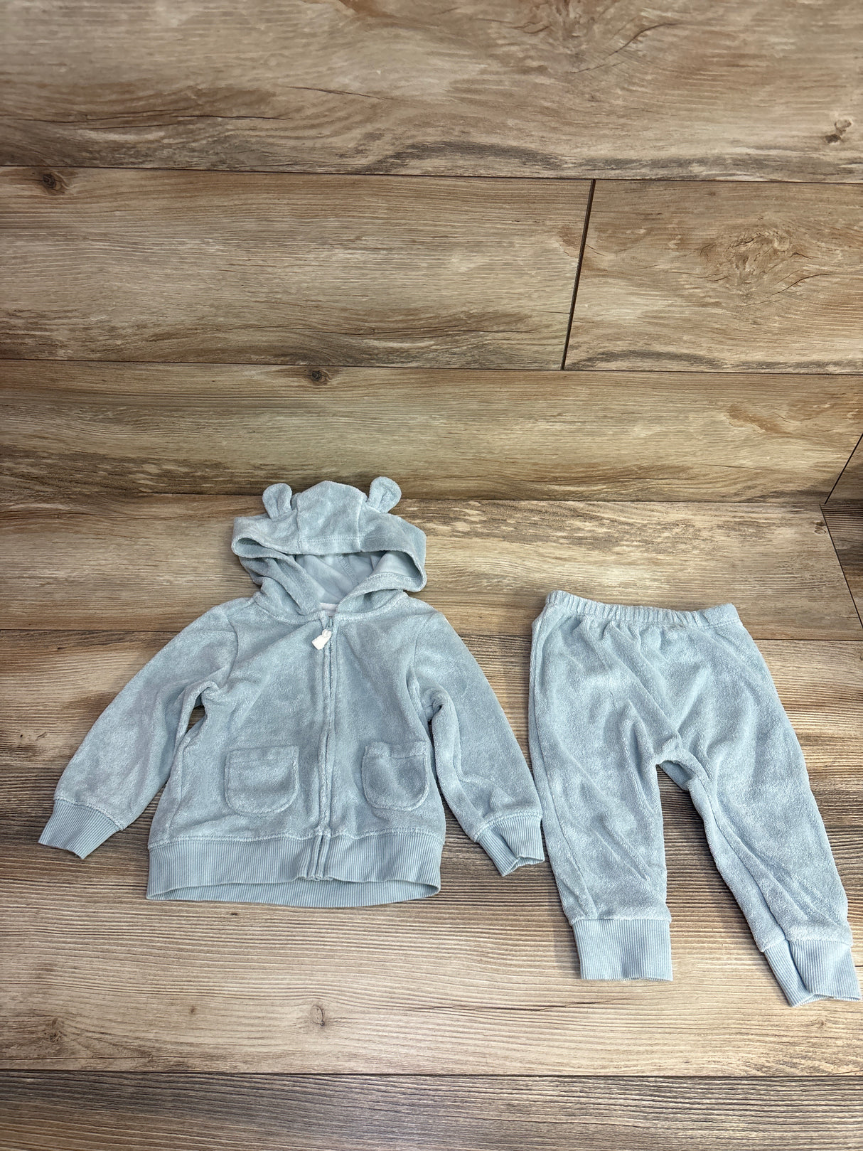 Carter's 2pc Terry Cloth Full Zip Hoodie & Pants Blue sz 9m