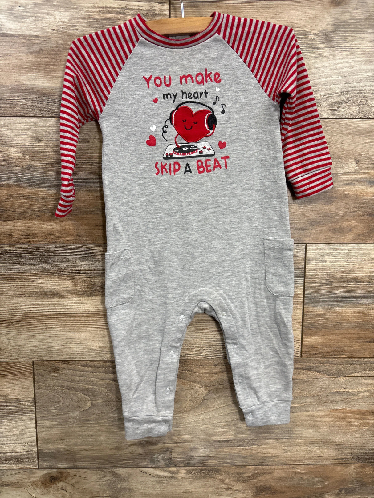 Way To Celebrate Valentines Day Striped Coverall Red sz 18m