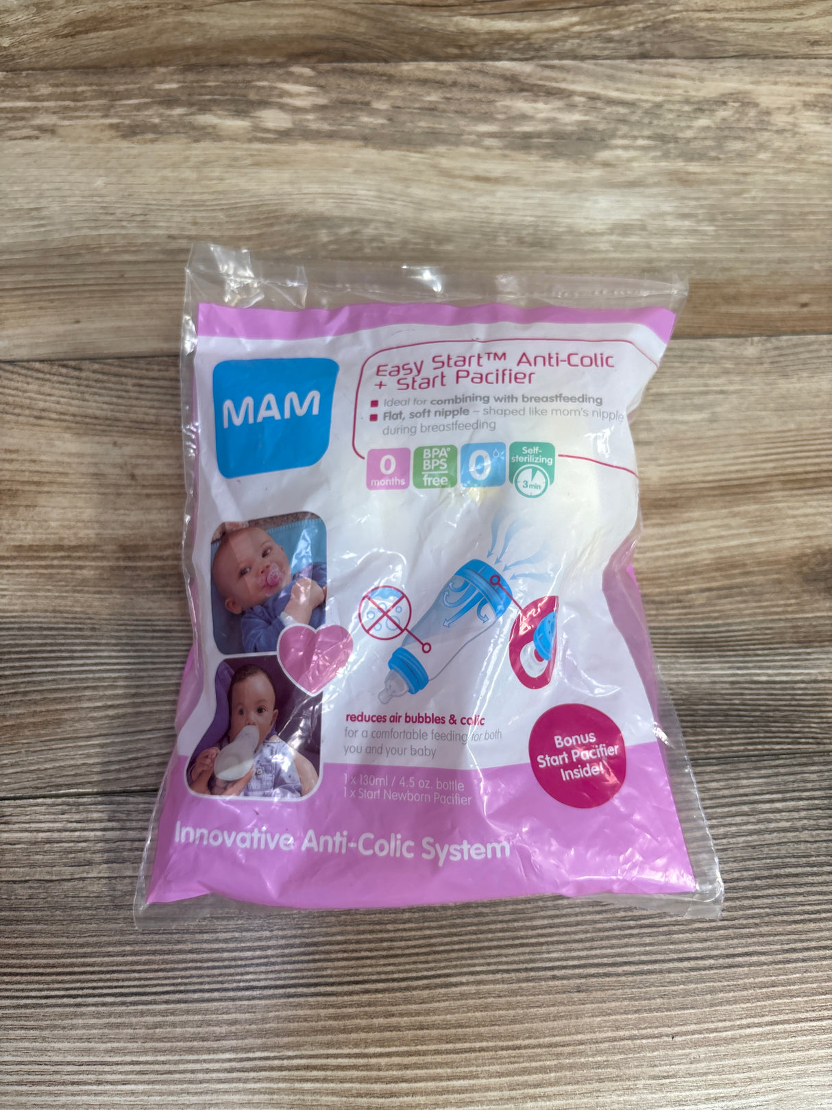 NEW MAM Easy Start Anti Colic Bottle + Start Pacifier Set 4.5oz