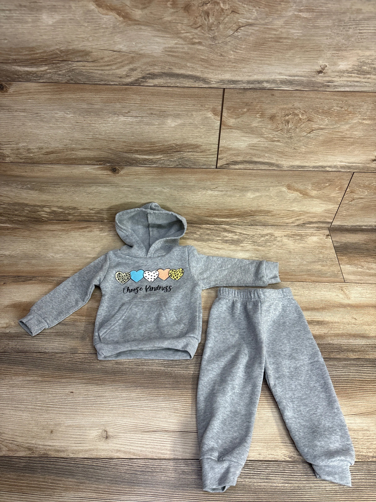 Real Love 2pc Heart Sweatshirt & Bottoms Set Grey sz 12m