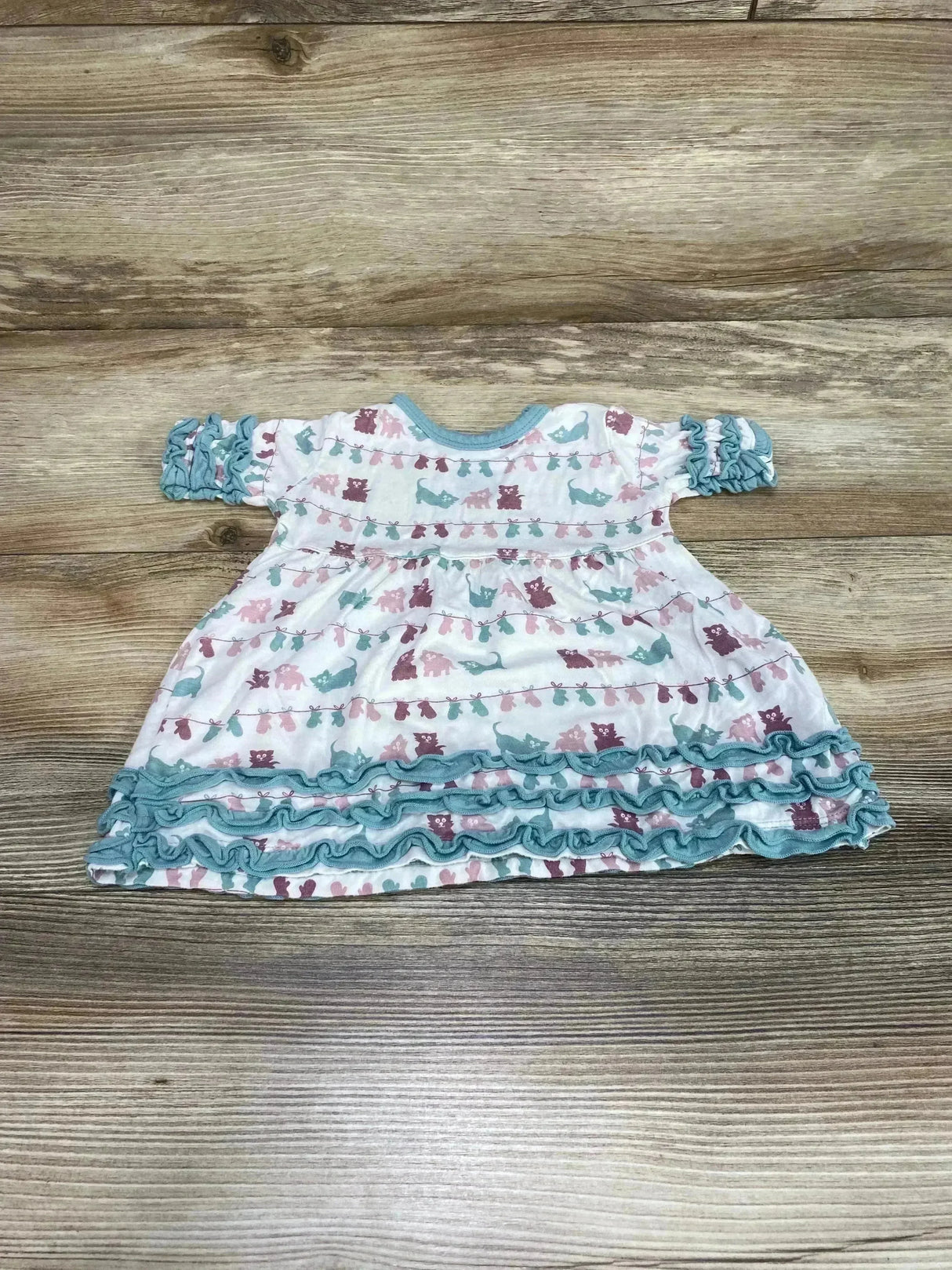 Kickee Pants Mittens & Kittens Dress White sz 3-6m - Me n Mommy To Be