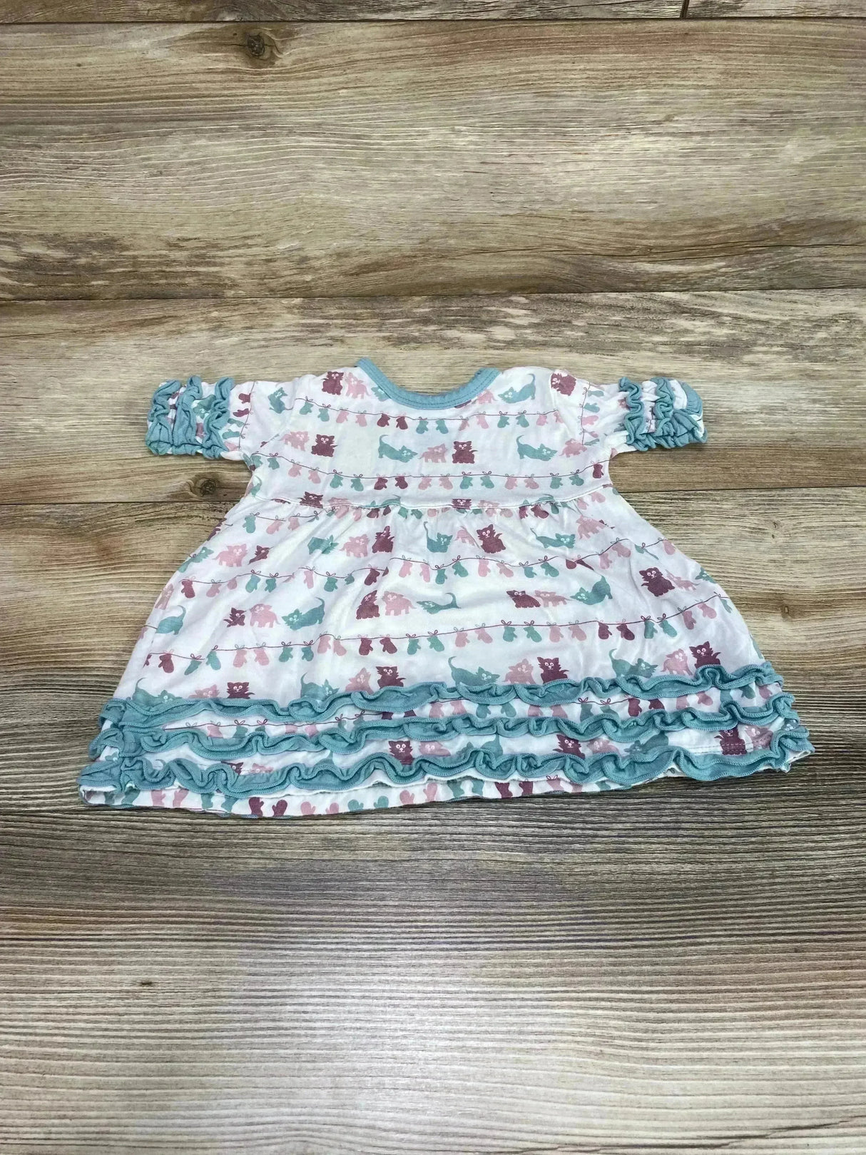 Kickee Pants Mittens & Kittens Dress White sz 3-6m - Me n Mommy To Be