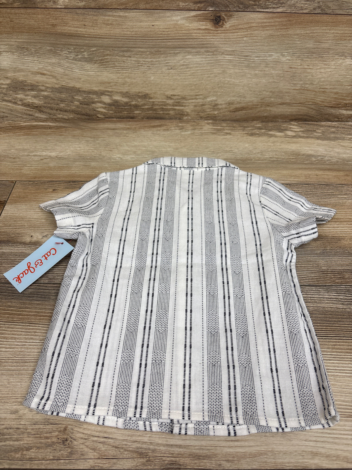 NEW Cat & Jack Striped Button-Up Shirt White sz 18m