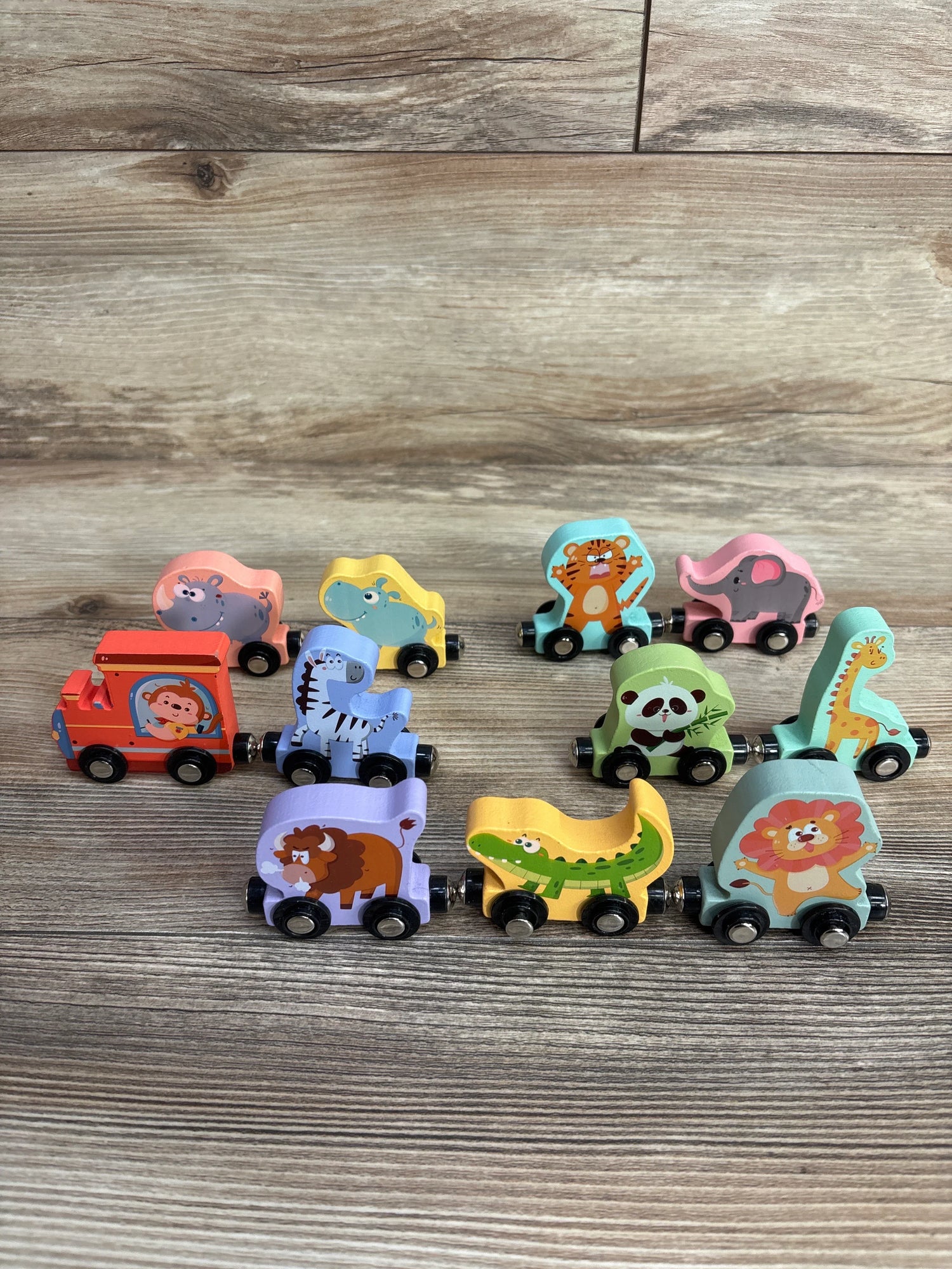 Zeoddler Magnetic Wooden Animals Train Set 11pk