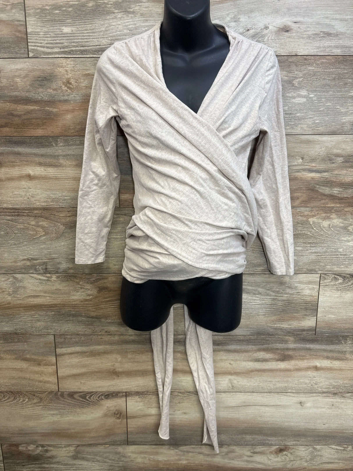 Kindred Bravely Organic Skin to Skin Long Sleeve Wrap Top Beige sz Medium