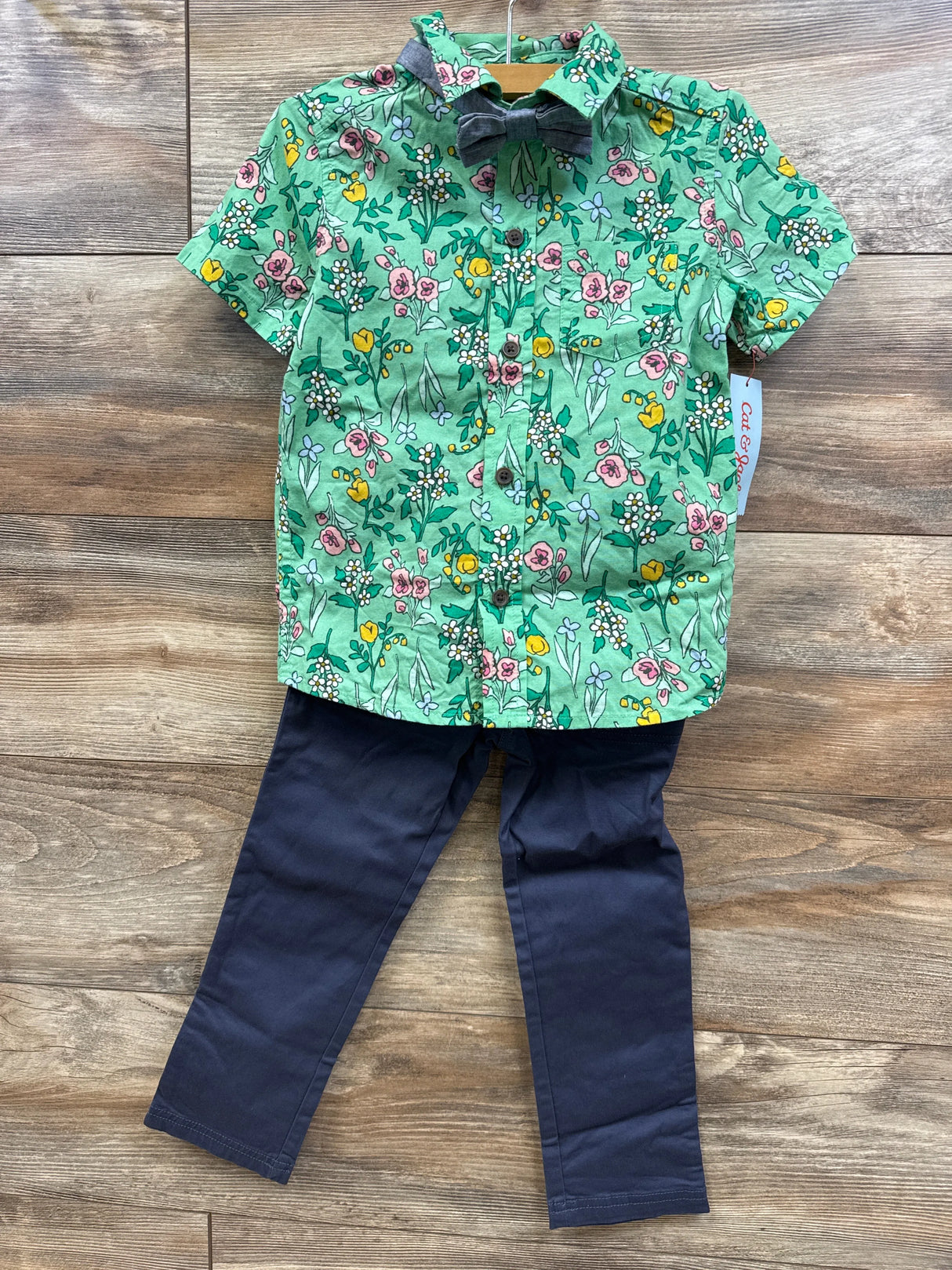 NEW Cat & Jack 3pc Floral Button-Up Set Green sz 4T - Me n Mommy To Be