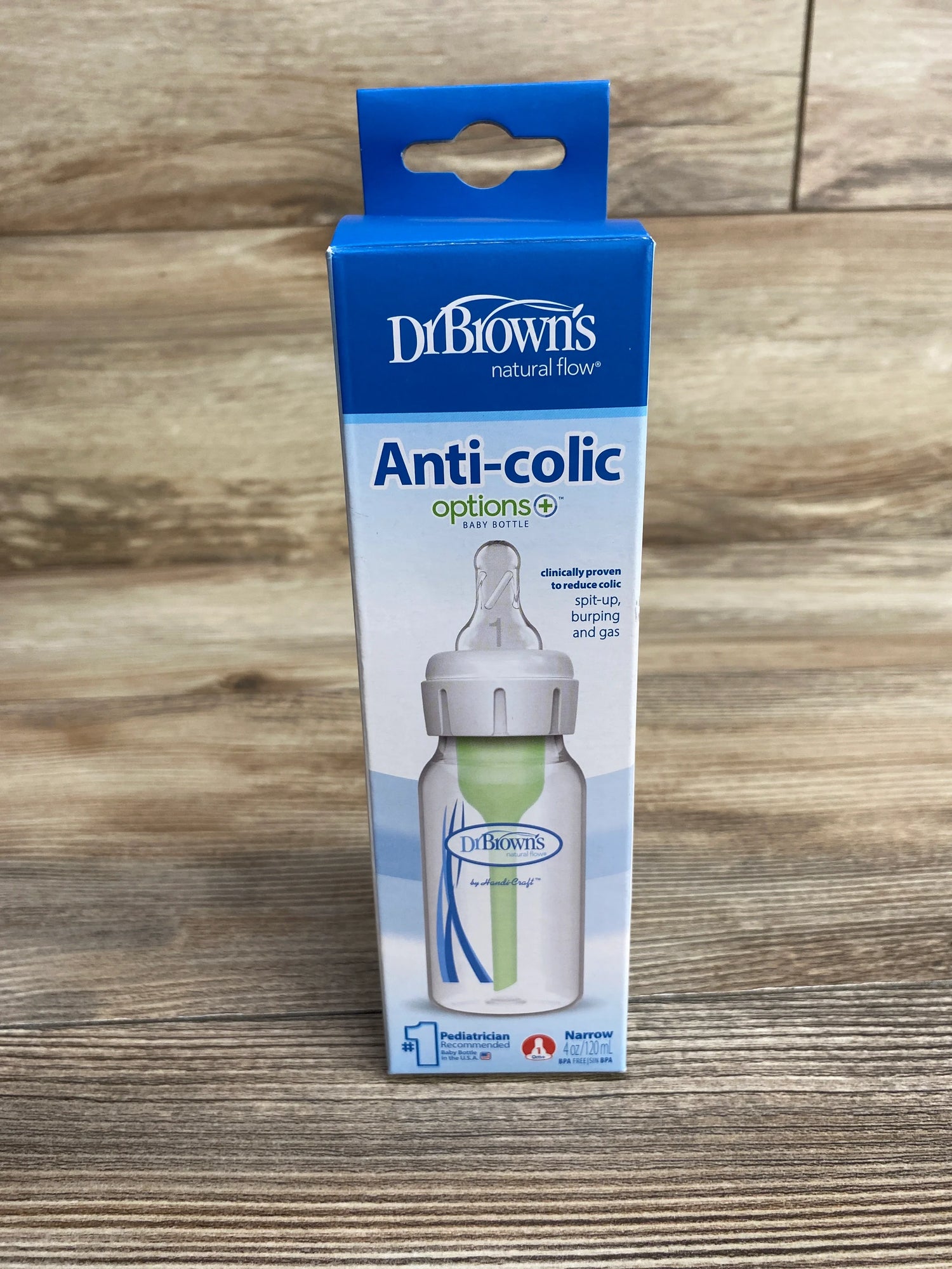 NEW Dr. Brown's Natural Flow Narrow Baby Bottle w/ Level 1 Slow Flow Nipple, 4oz