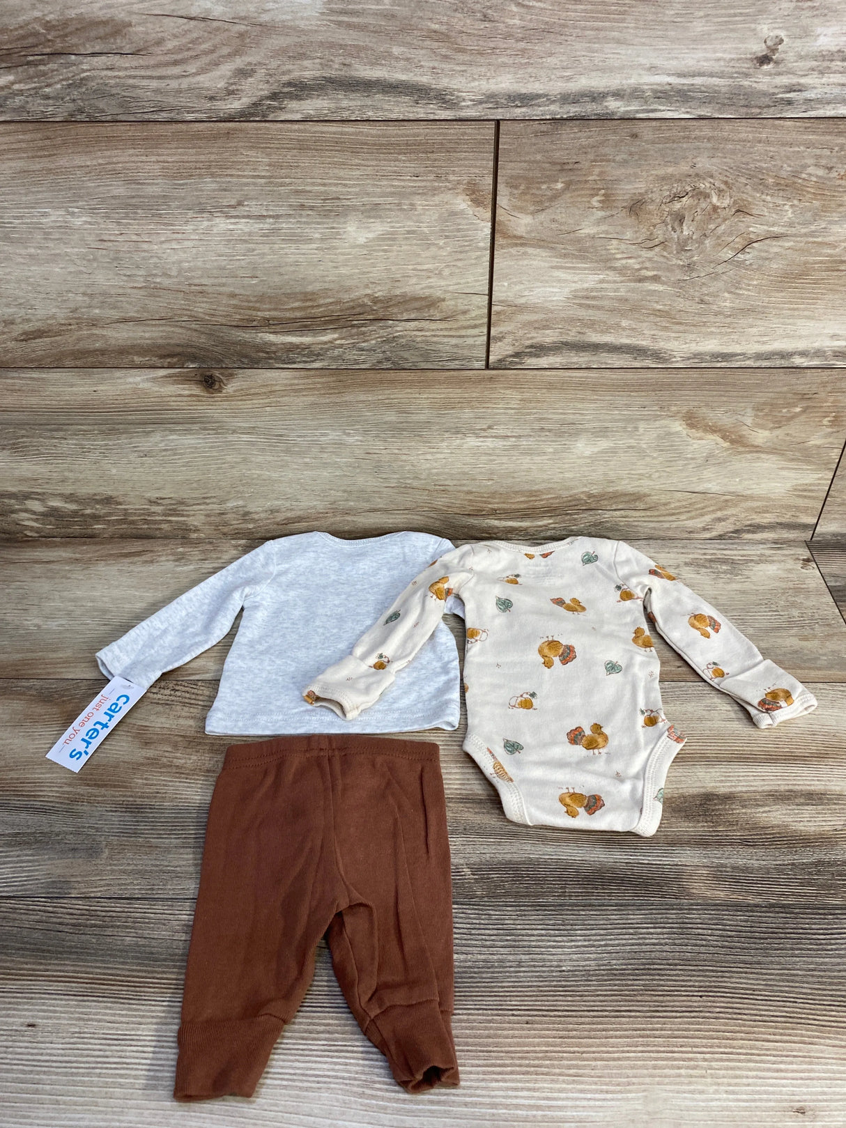 Just One You 3pc My First Turkey Day Bodysuit & Shirt Set Grey sz Newborn