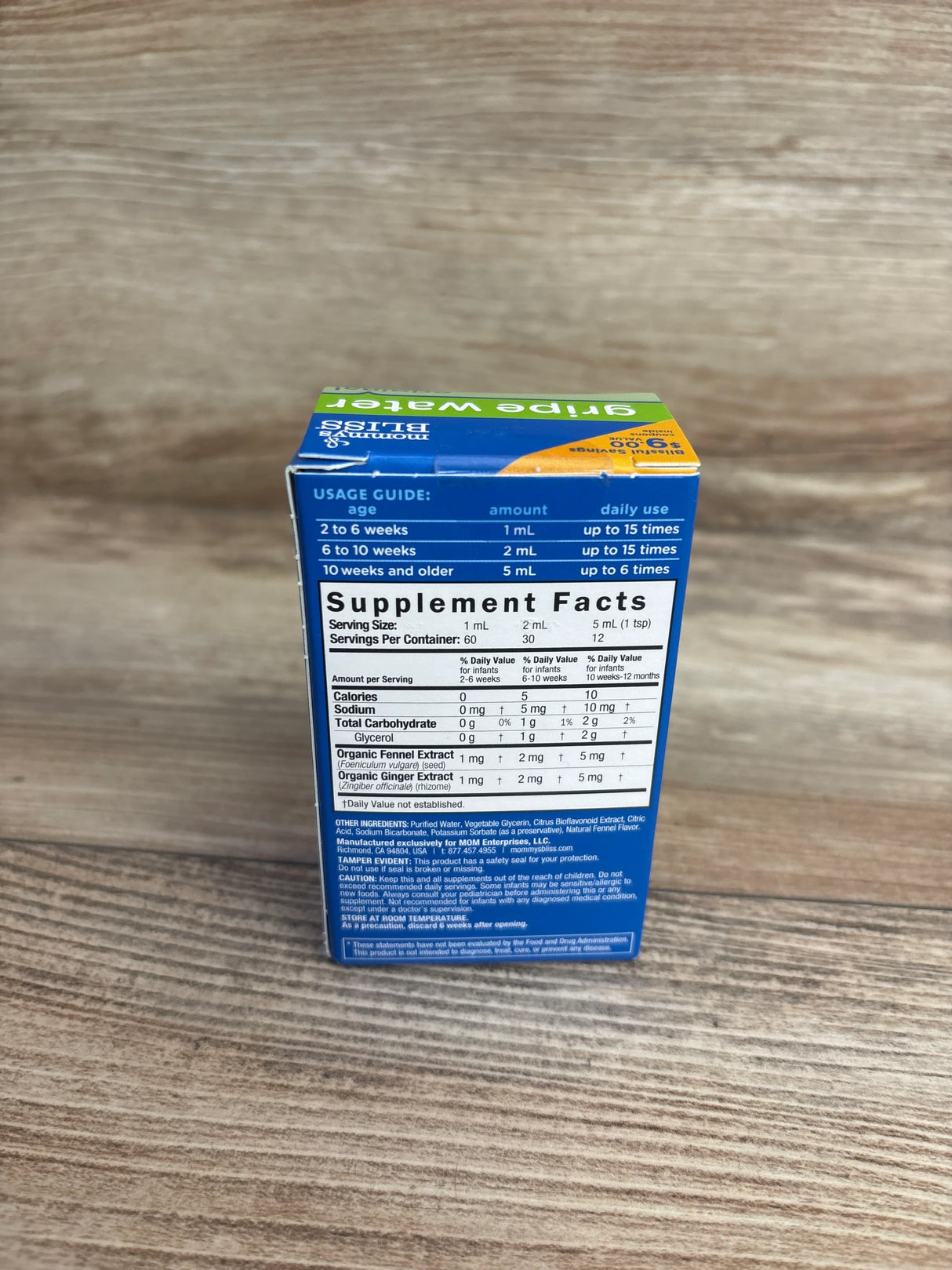 NEW Mommy's Bliss Baby Gripe Water - Gas & Colic Relief