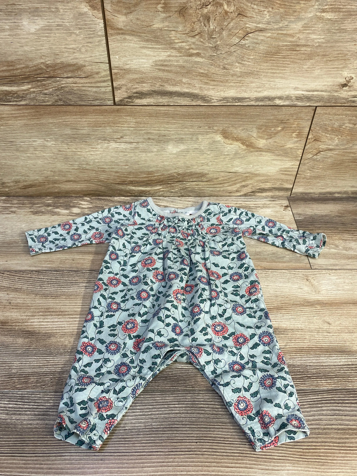 Tea Floral Coverall Green sz 0-3m