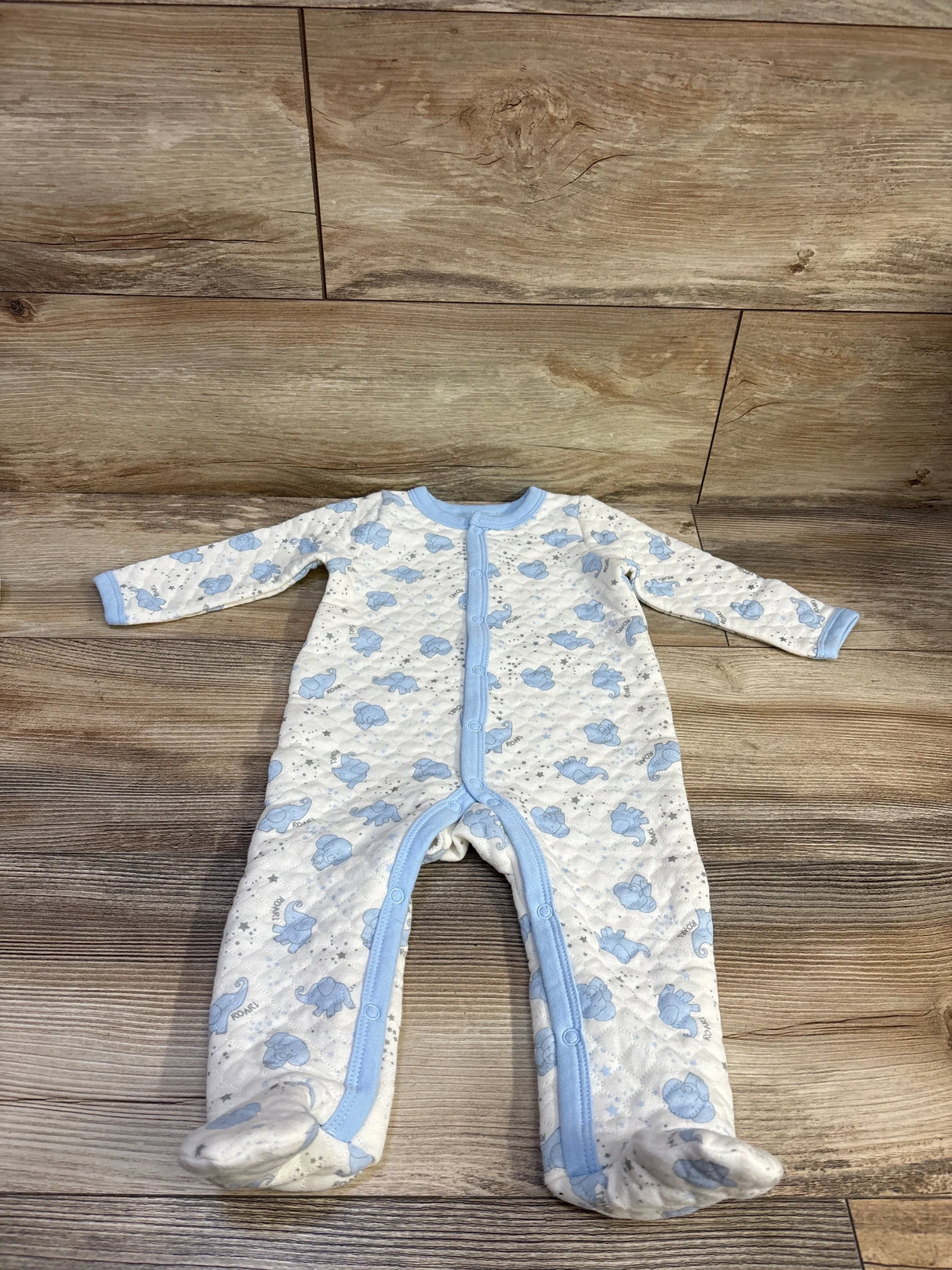 Little Beginnings Elephant Quilted Sleeper White sz 6-9m