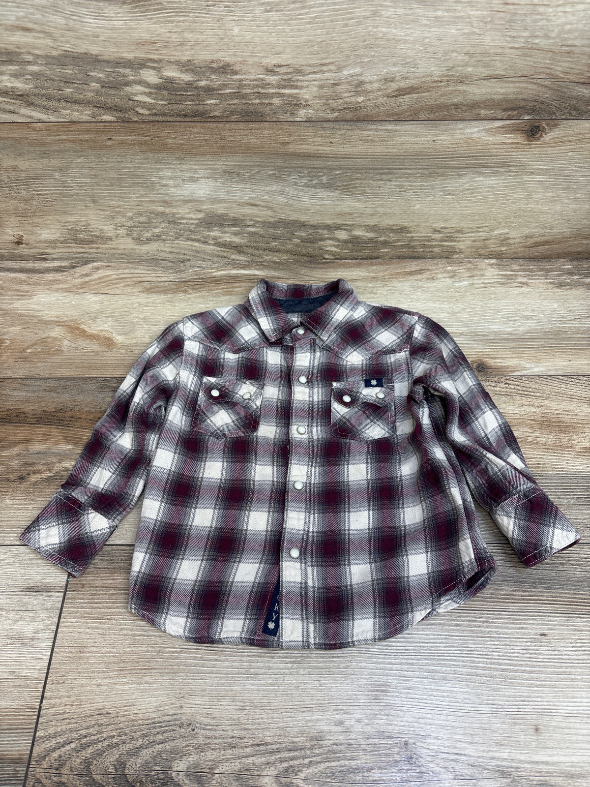 Lucky Brand Pearl Snap Flannel Button-Up Shirt Red sz 2T