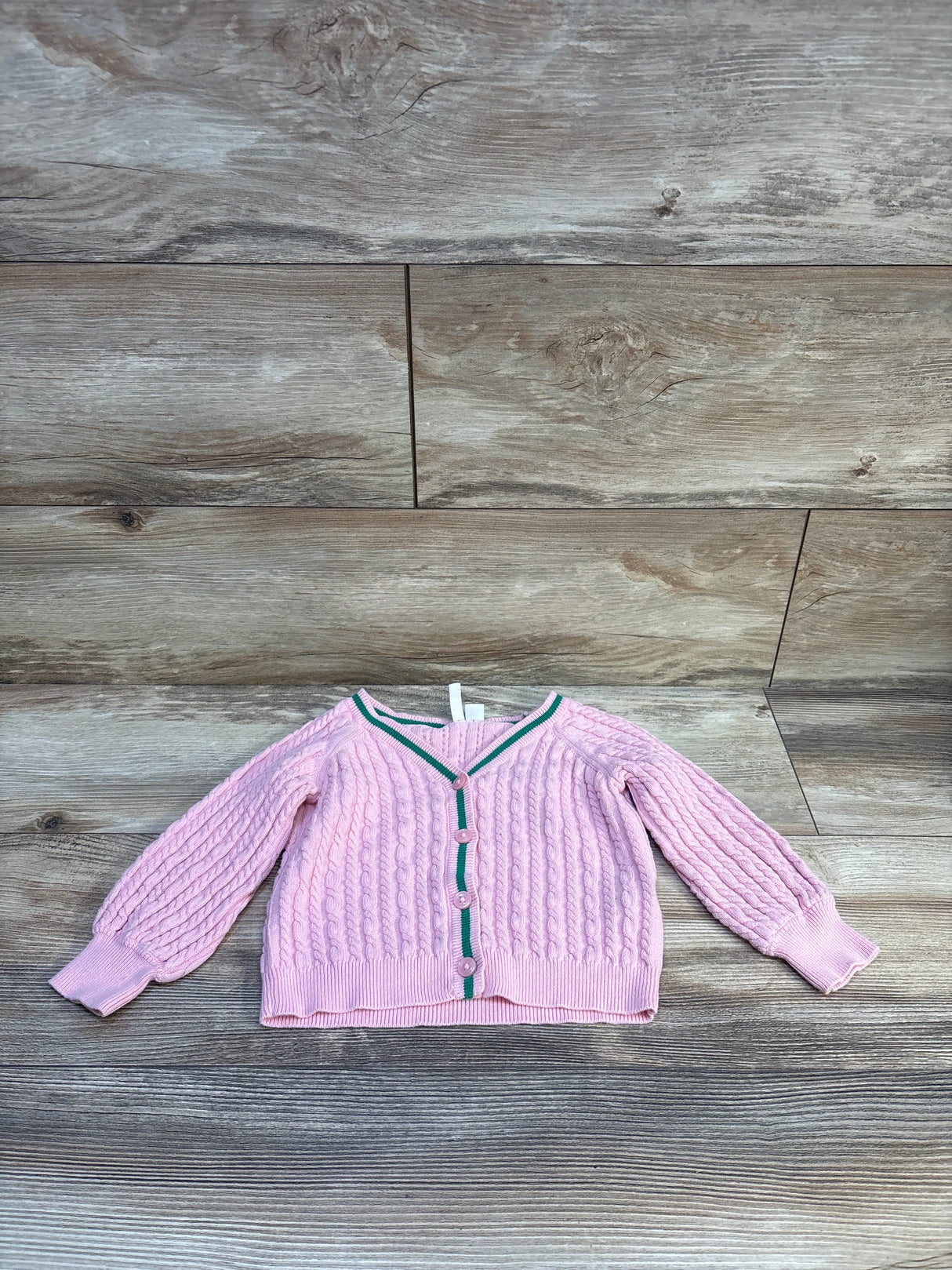 Janie & Jack Cable Knit Balloon Sleeve Cardigan in Candy Pink sz 2T