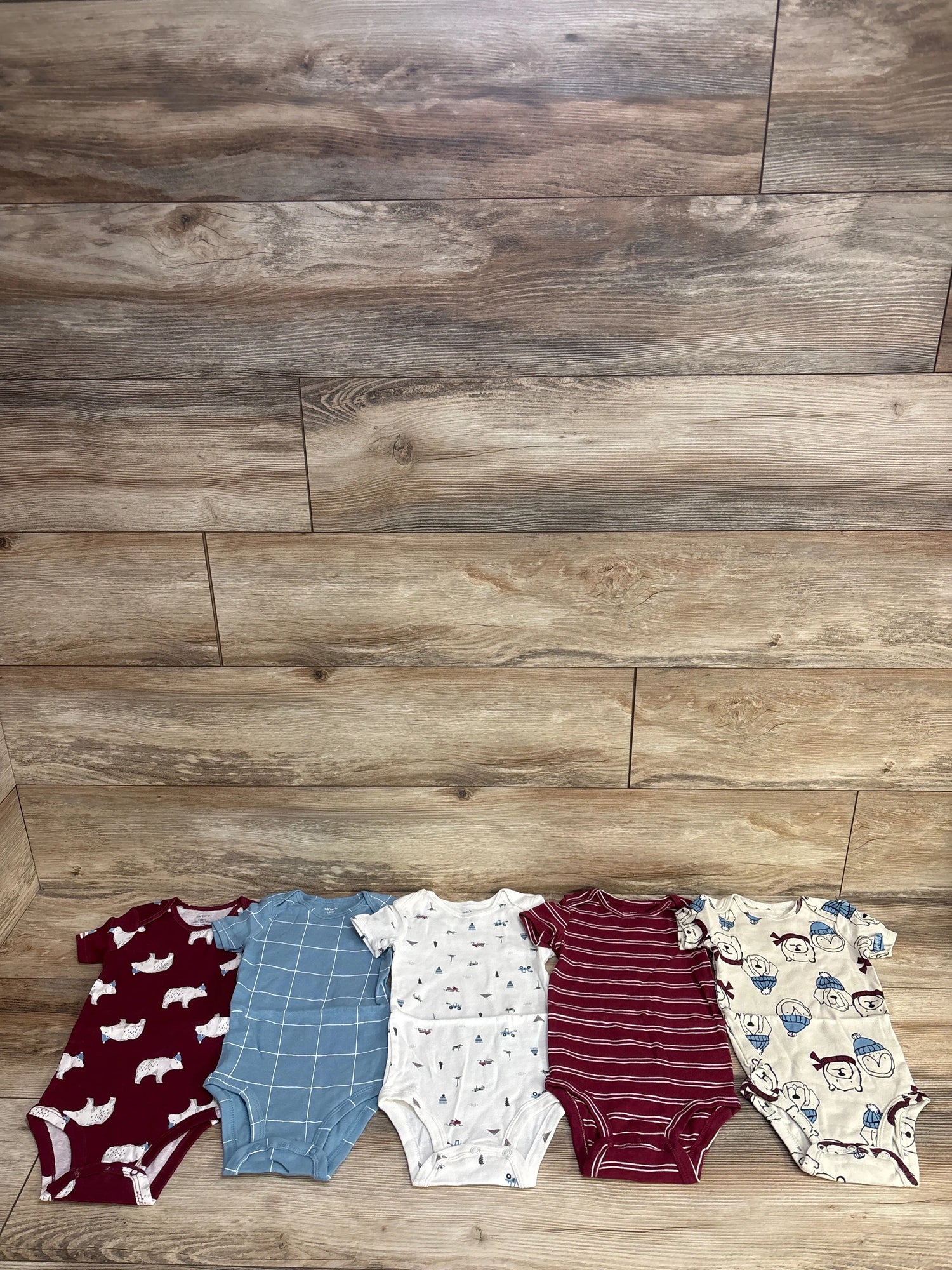 NEW Carter's 5pk Polar Bear Bodysuit Set Burgundy sz 18m