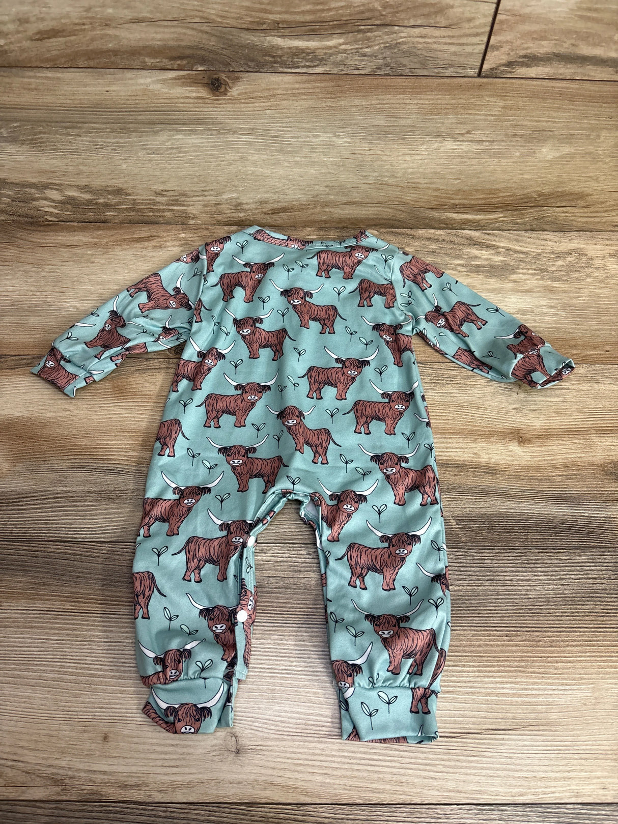 Highland Cow Coverall Teal sz 3-6m