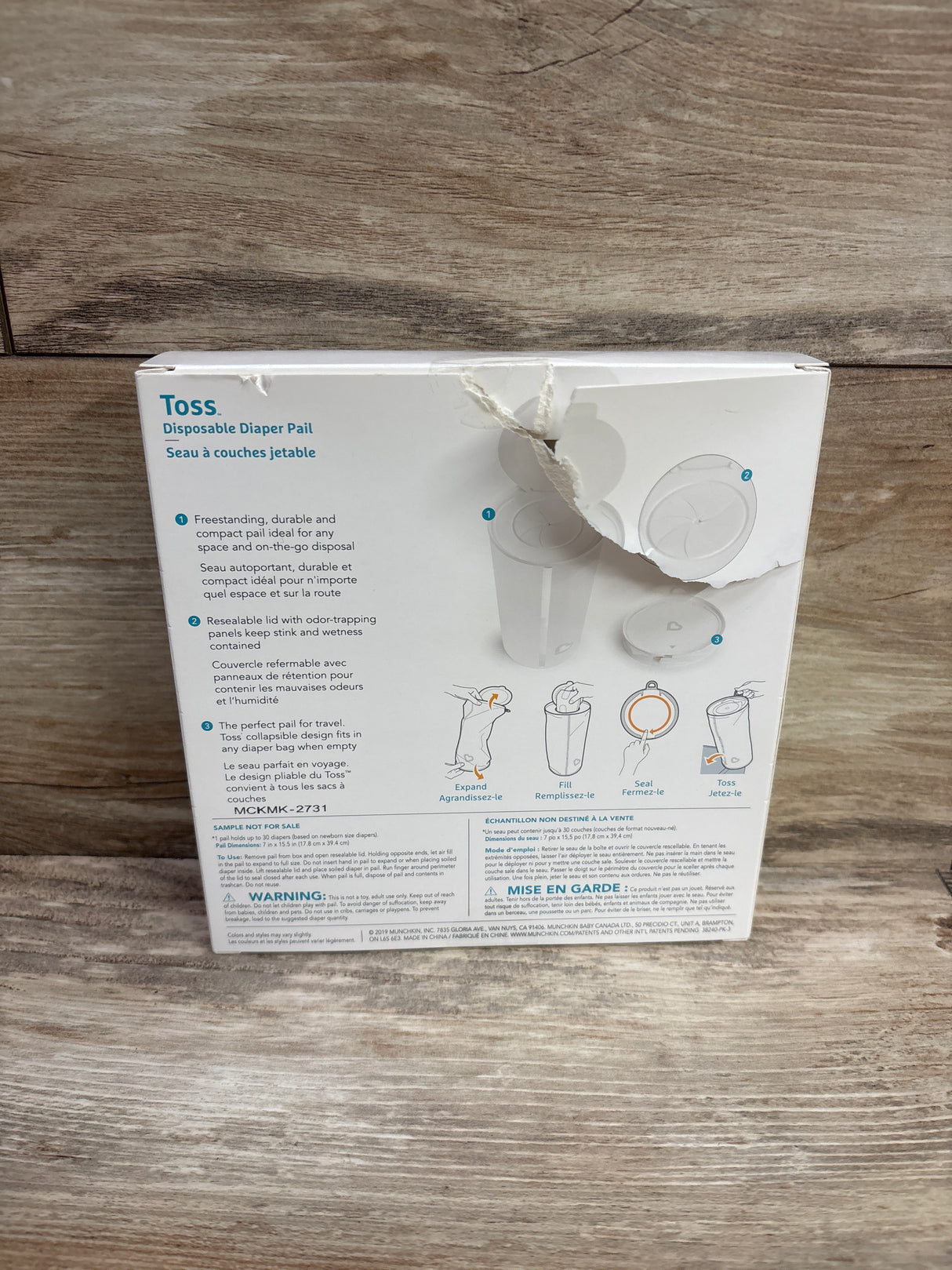 NEW Munchkin Toss Portable Disposable Diaper Pail (holds up to 30 diapers)
