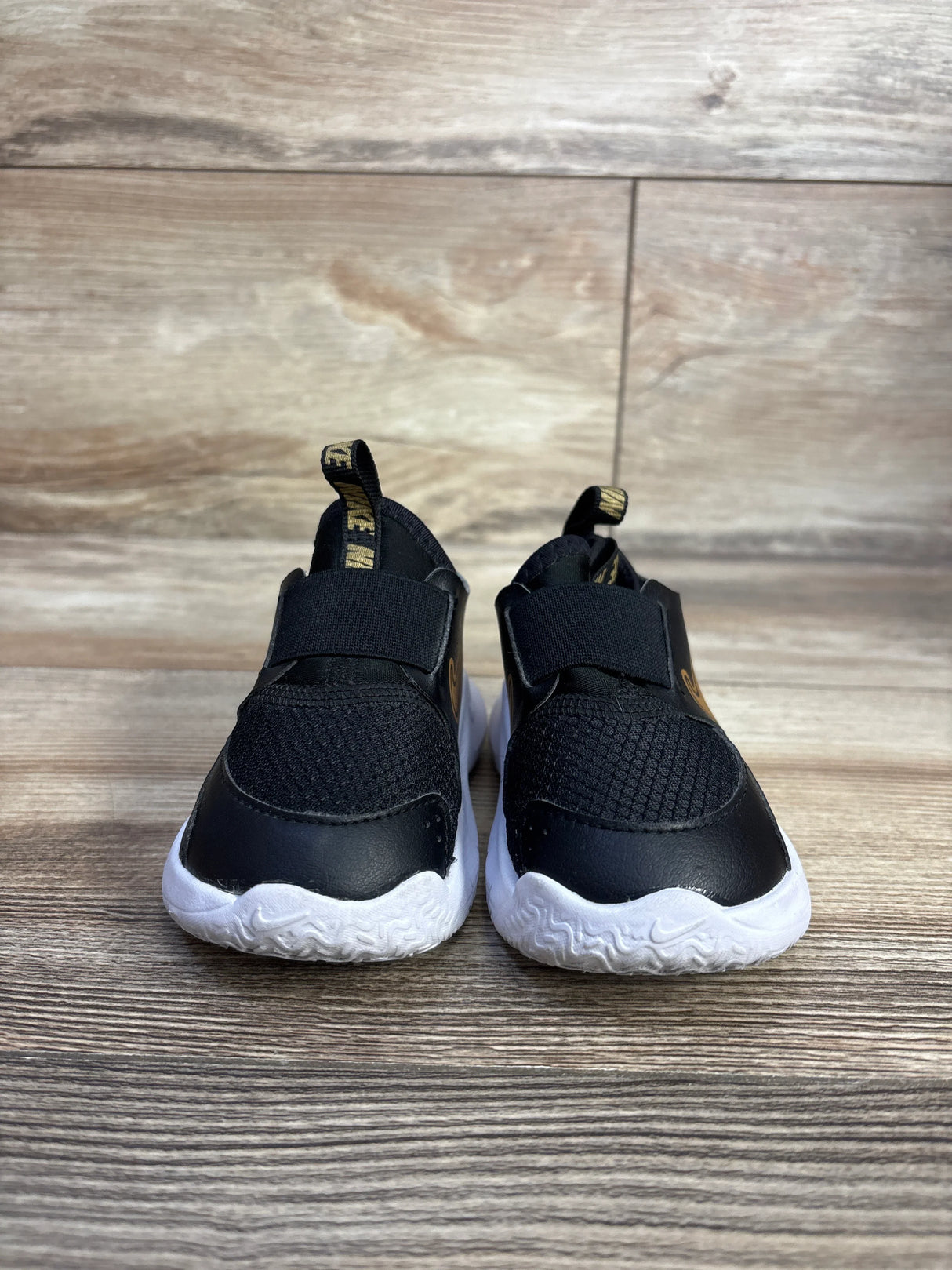 Nike Flex Runner 3 TD 'Black Metallic Gold' Sneakers sz 5c