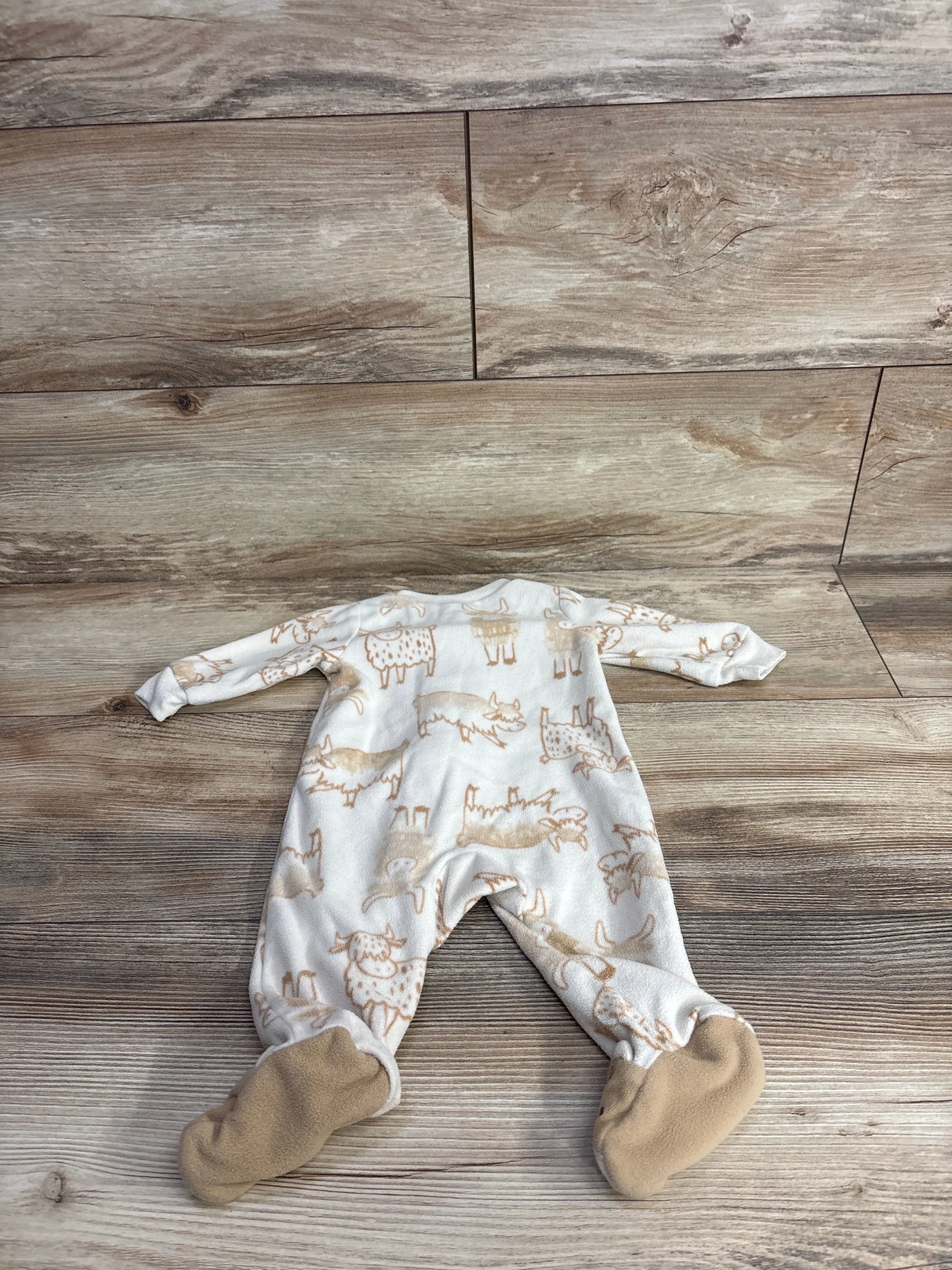 Carter's Highland Cow Print Blanket Sleeper Beige sz 3m