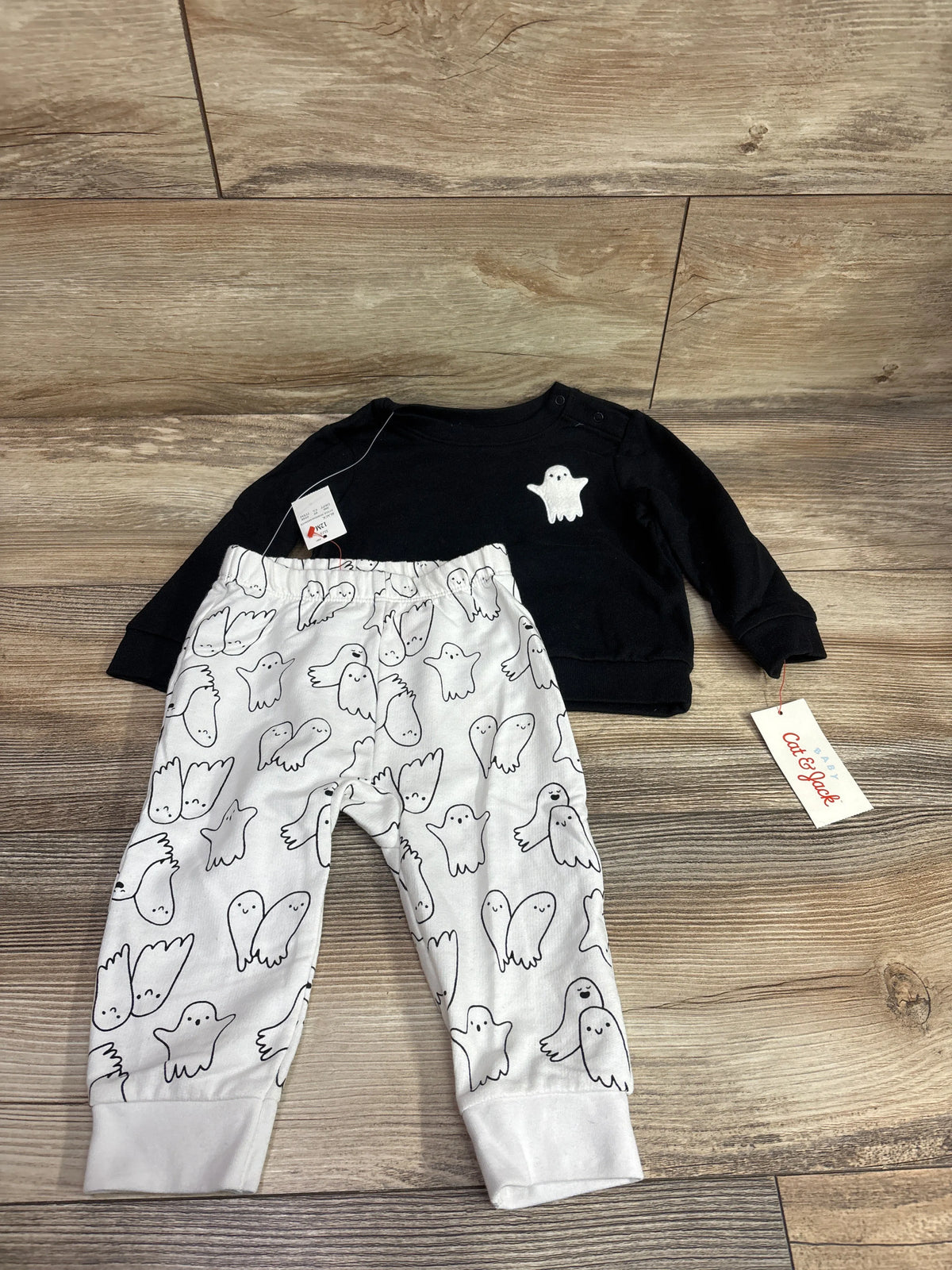 NEW Cat & Jack 2pc Ghost Sweatshirt & Jogger Set Black sz 12m
