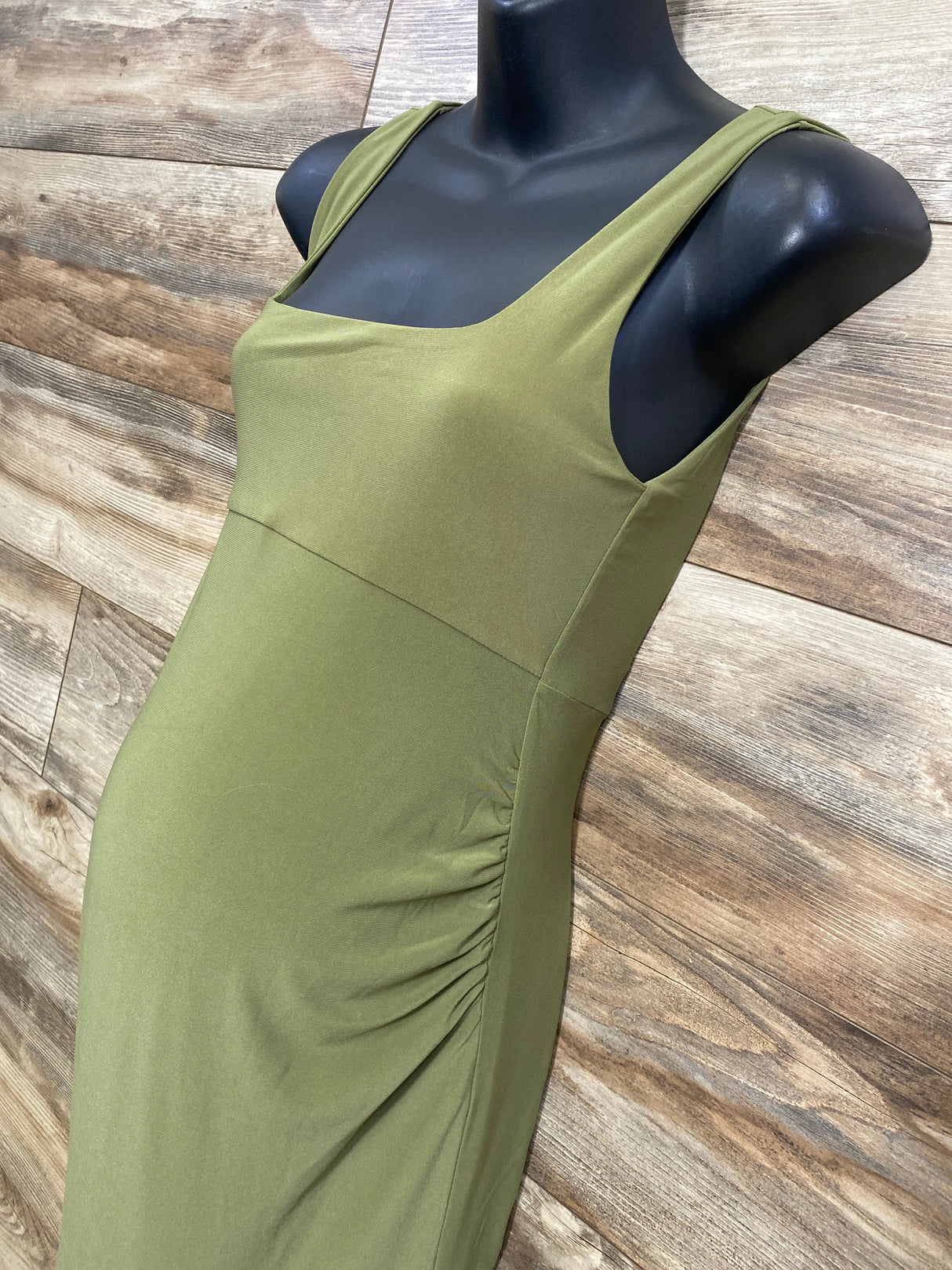 NEW Club L Maternity Avril Square Neck Maxi Dress Olive sz 6/Small - Me n Mommy To Be