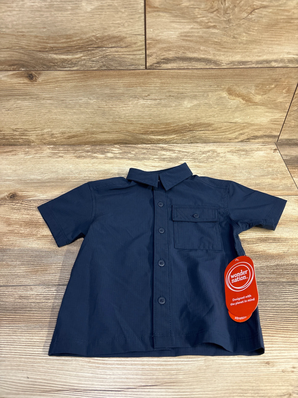 NEW Wonder Nation Button Up Shirt Navy sz 12m