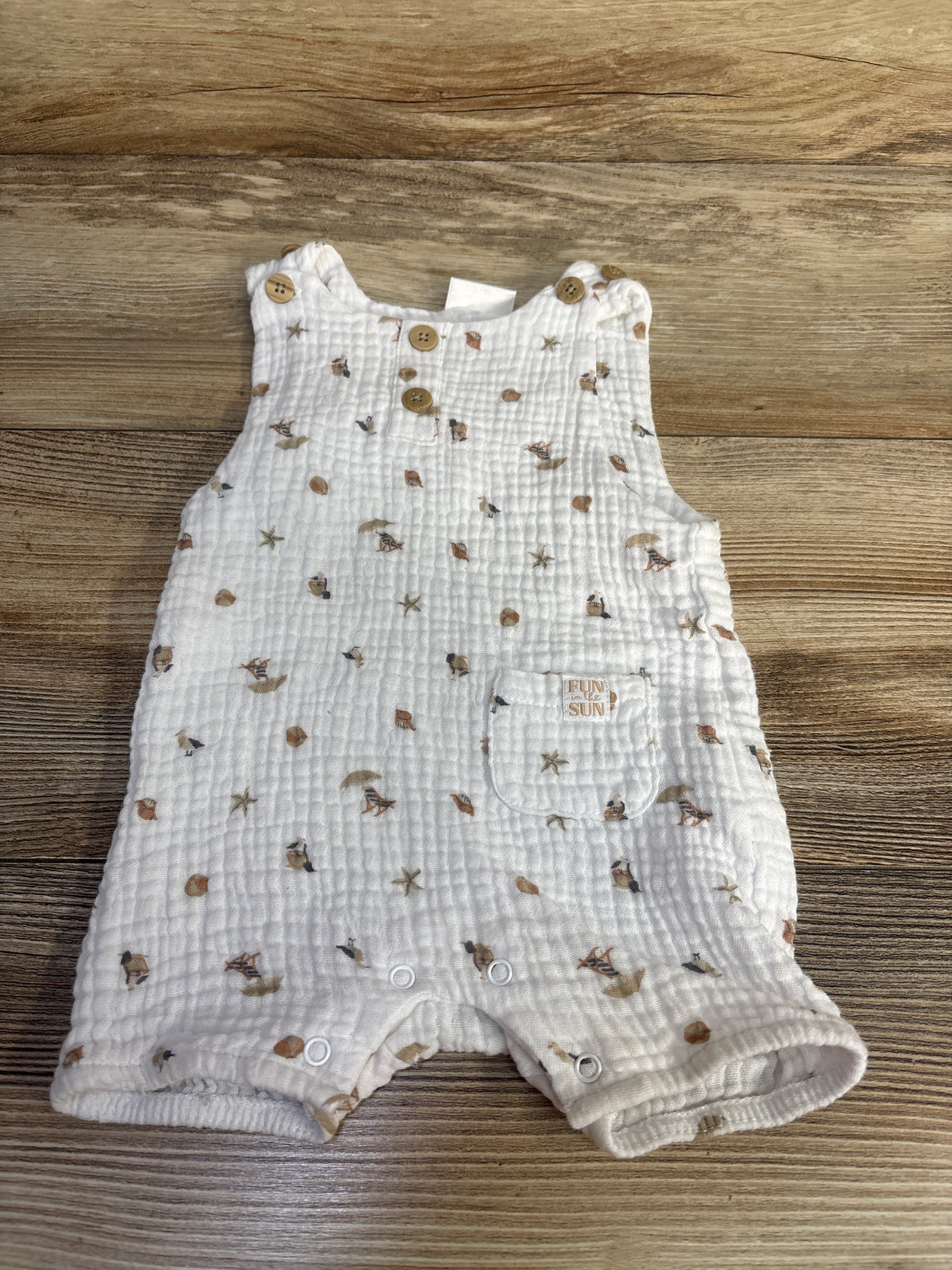 Rock a Bye Baby Boutique Gauze Henley Romper White sz 3-6m