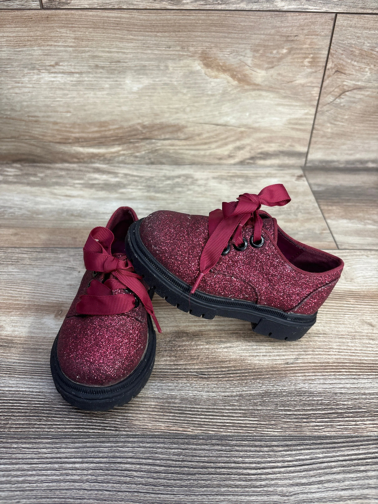 Cat & Jack Phoebe Oxford Shoes Red Glitter sz 6c