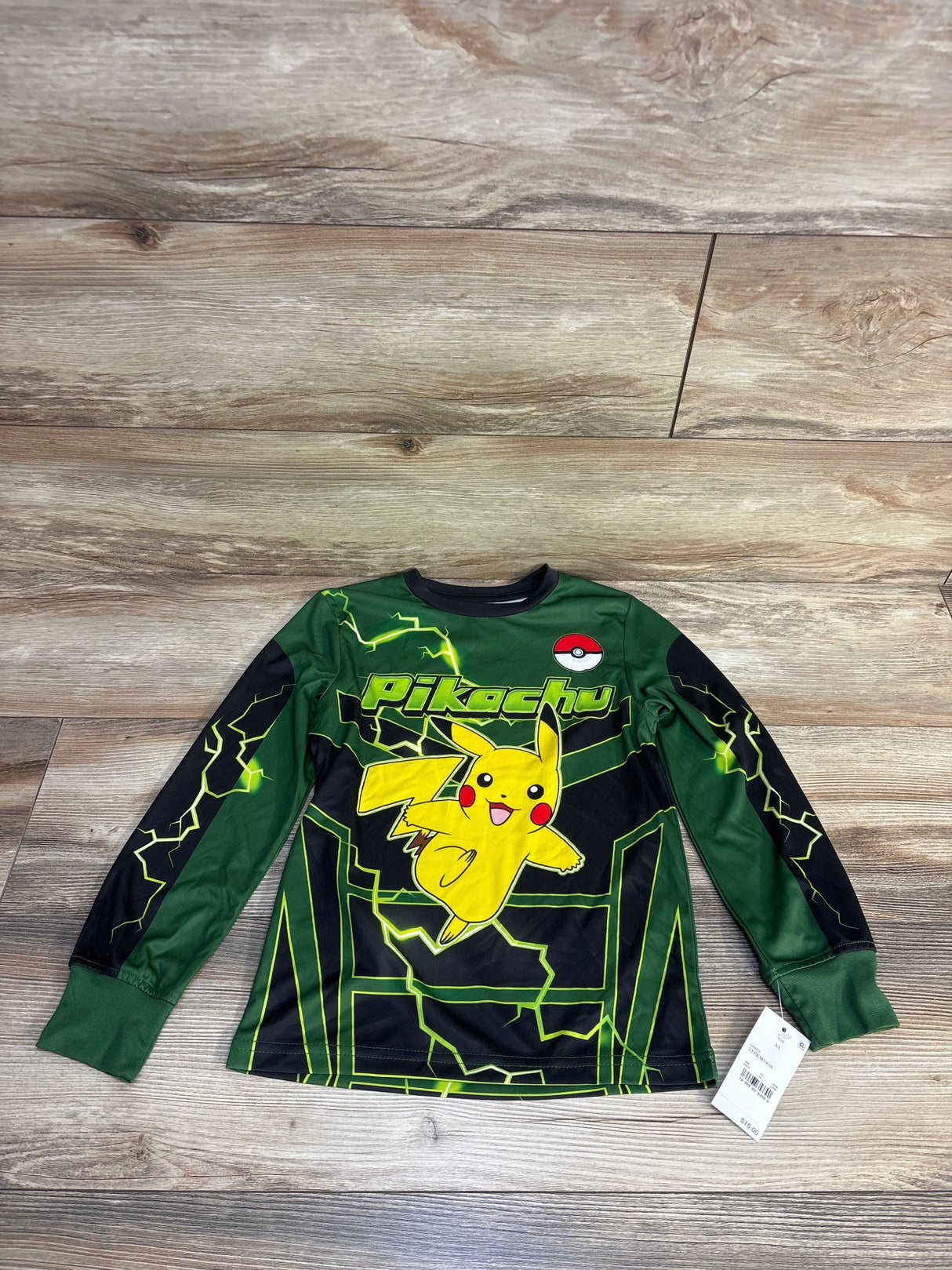 NEW Hybrid Apparel Pokemon Long Sleeve Shirt Green sz 5/6T