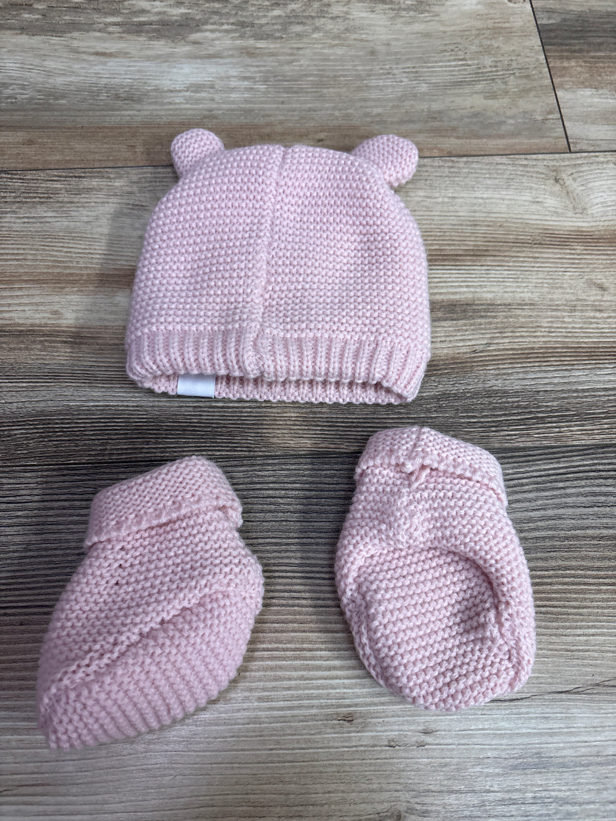 Rugged Bear 2pc Knit Hat & Booties Set Pink sz 0-6m