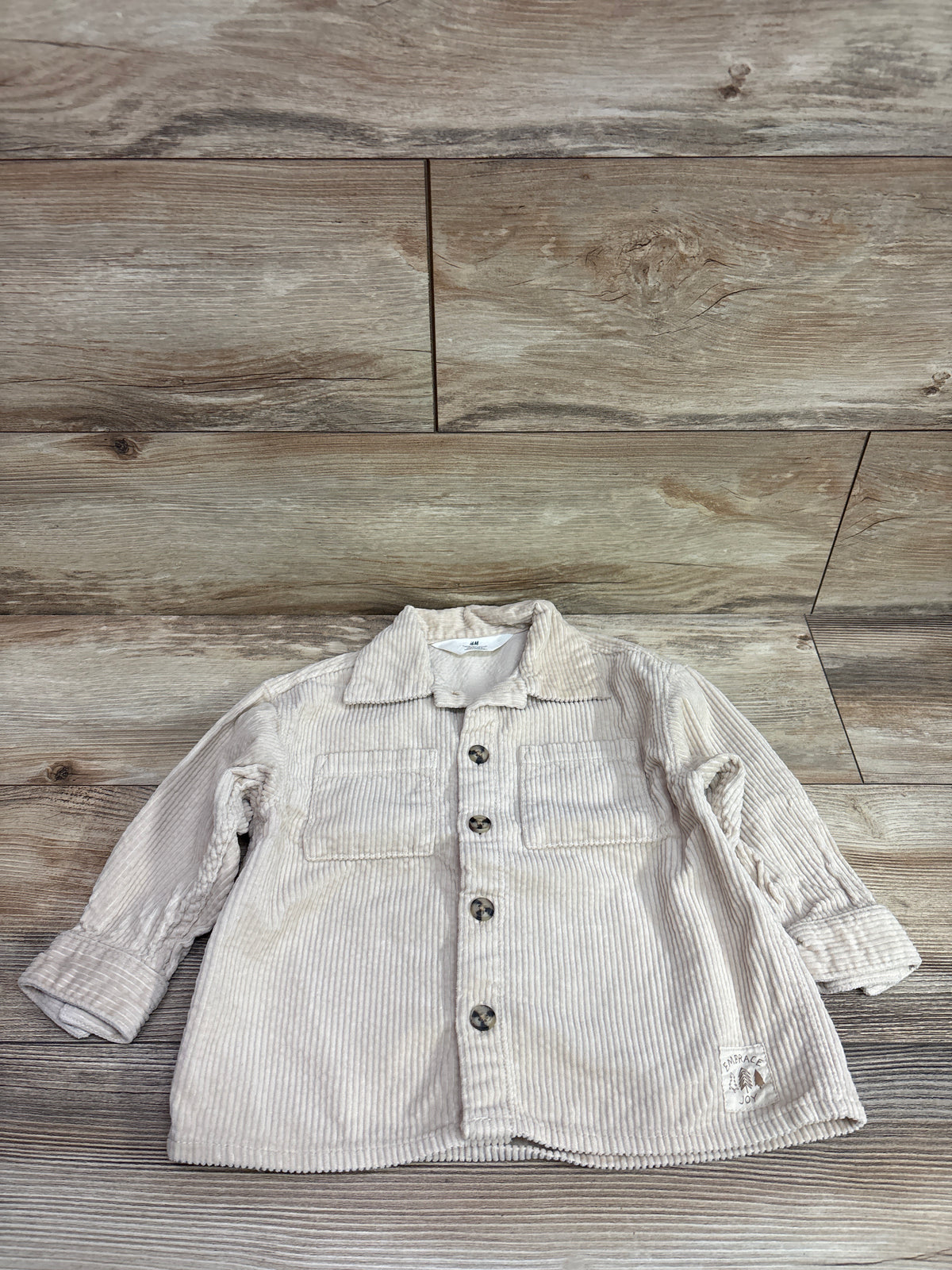 H&M Corduroy Button-Up Shirt Tan sz 3T