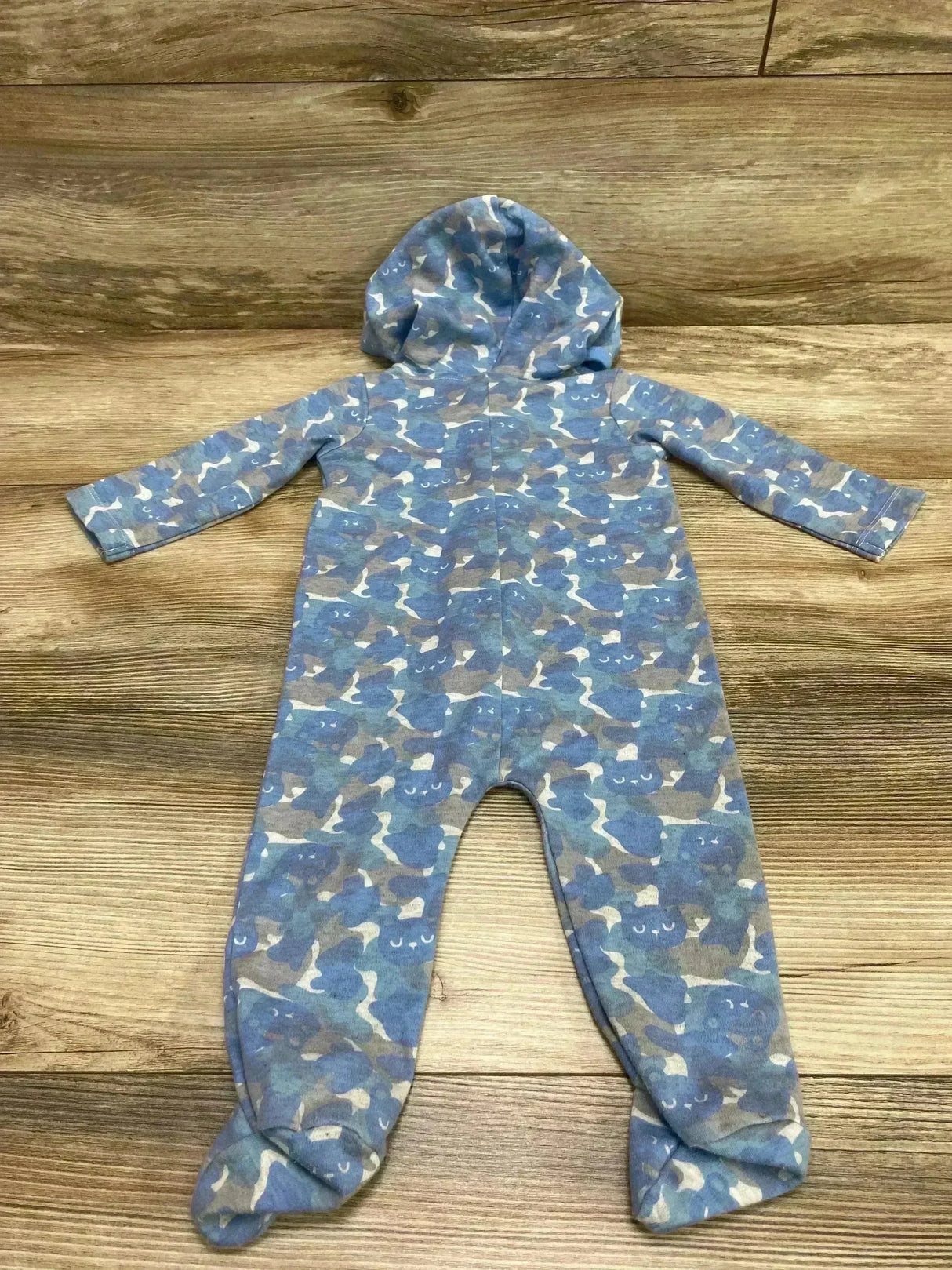 First Impressions Bear Print Hooded Coverall Blue sz 3-6m - Me n Mommy To Be