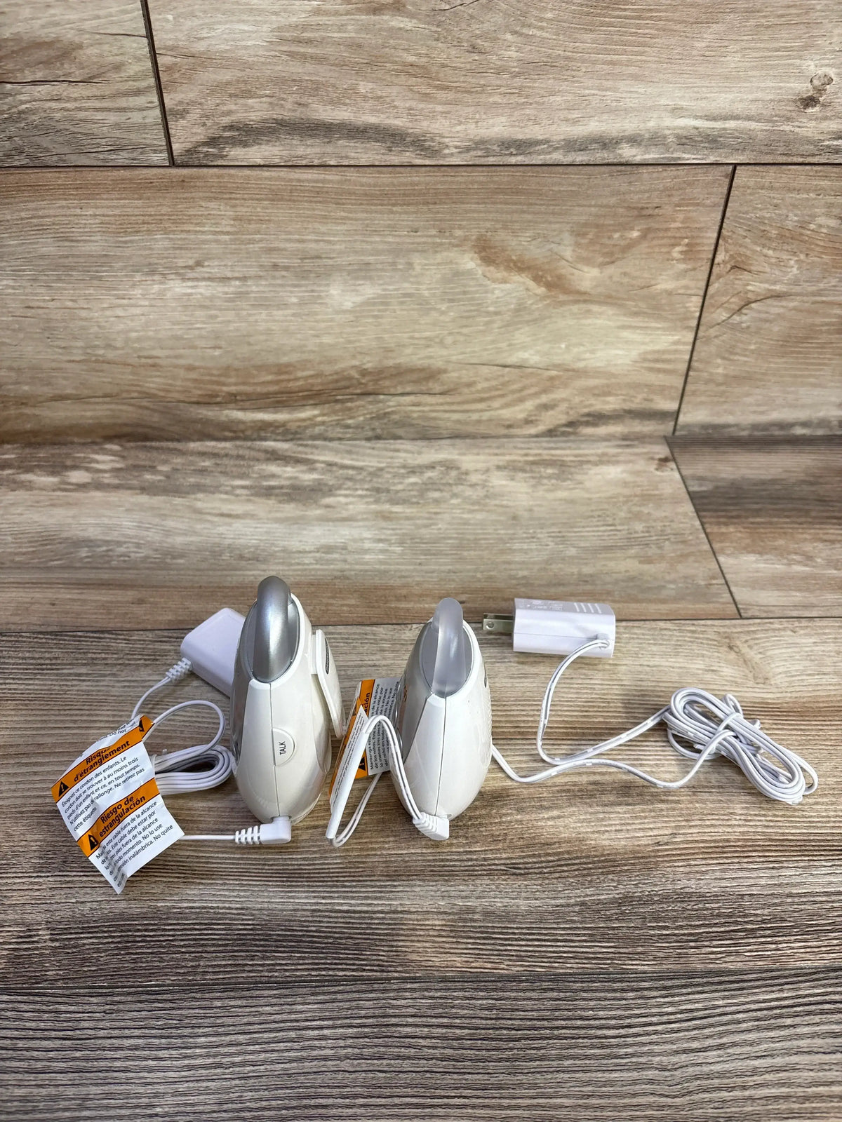 Front view of VTech DM221 audio baby monitor showing parent receiver and compact baby unit on white background