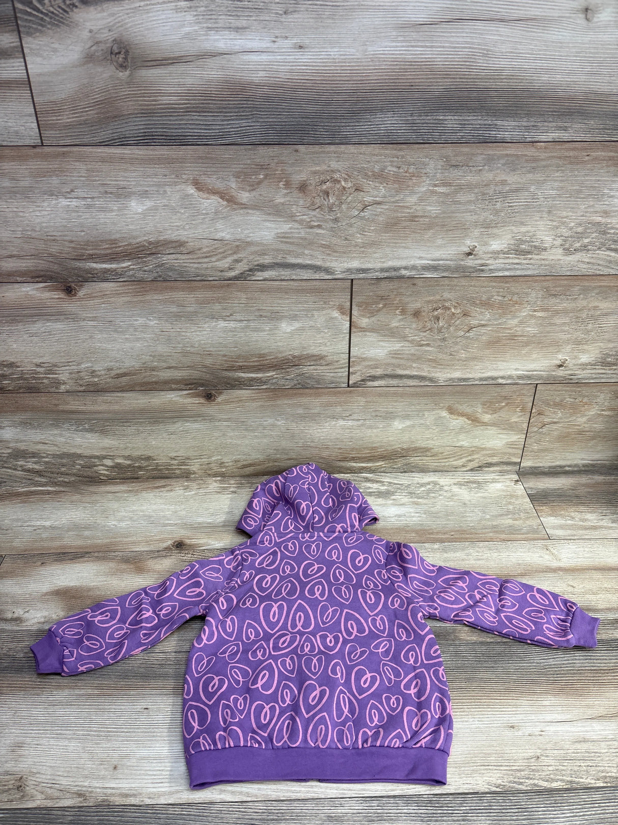 NEW Okie Dokie Heart Print Full-Zip Hoodie Purple sz 24m