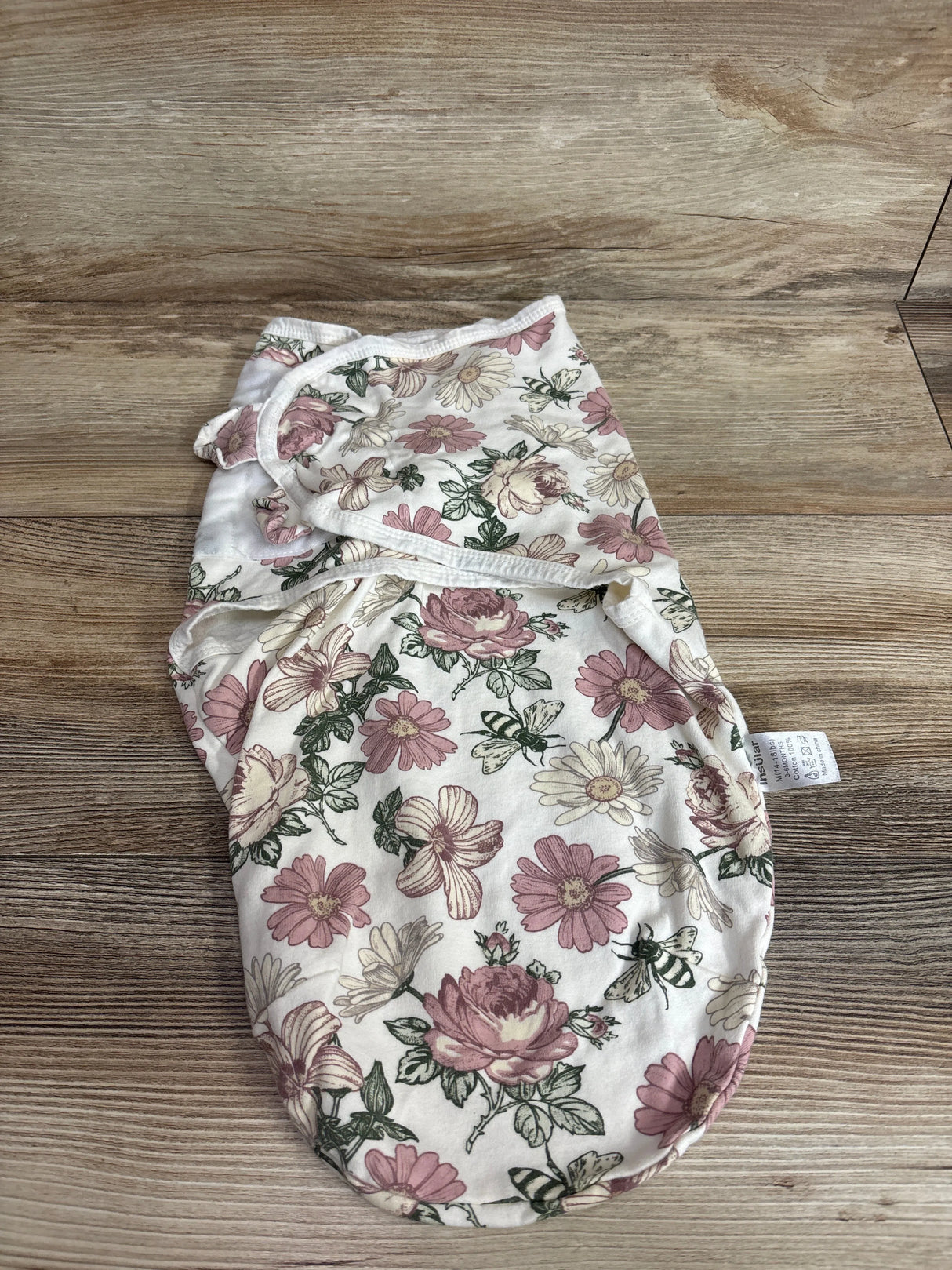 Insular Baby Swaddle Wrap Floral Ivory sz 3-6m
