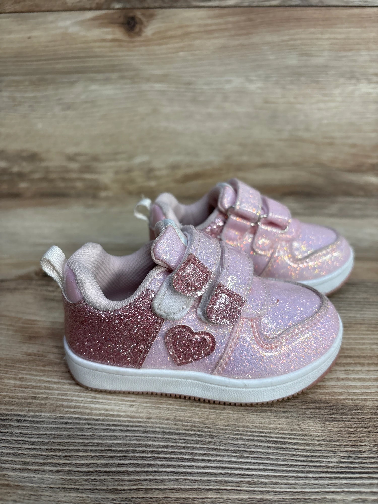 First Steps Glitter Hear Sneakers Pink sz 4c