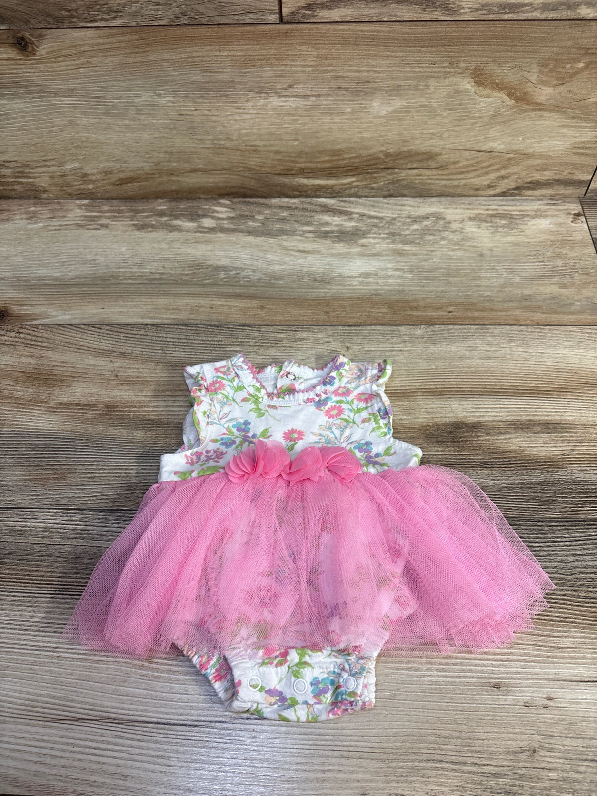Catherine Malandrino Floral Sleeveless Tulle Bodysuit Dress White sz 0/3m
