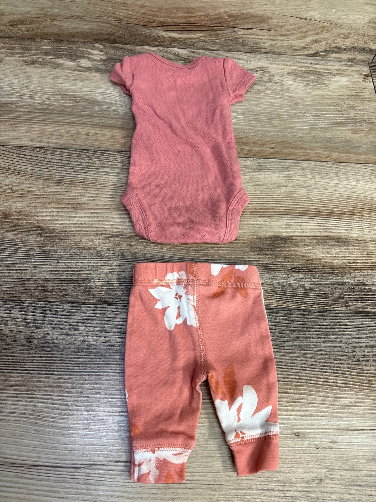 Carter's 2pc Heart Print Eyelet Trim Bodysuit & Pants Set Pink sz Preemie