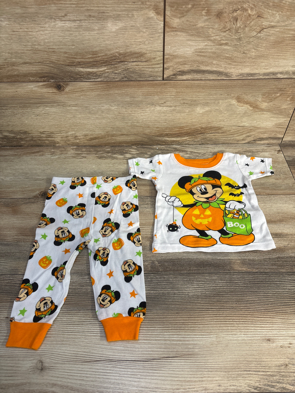 Disney Baby 2pc Mickey Mouse Halloween Pajama Set White sz 12m