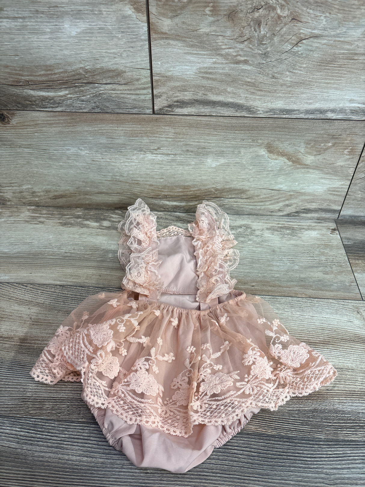 Shein Rustic Lace Tulle Romper Pink sz 3-6m